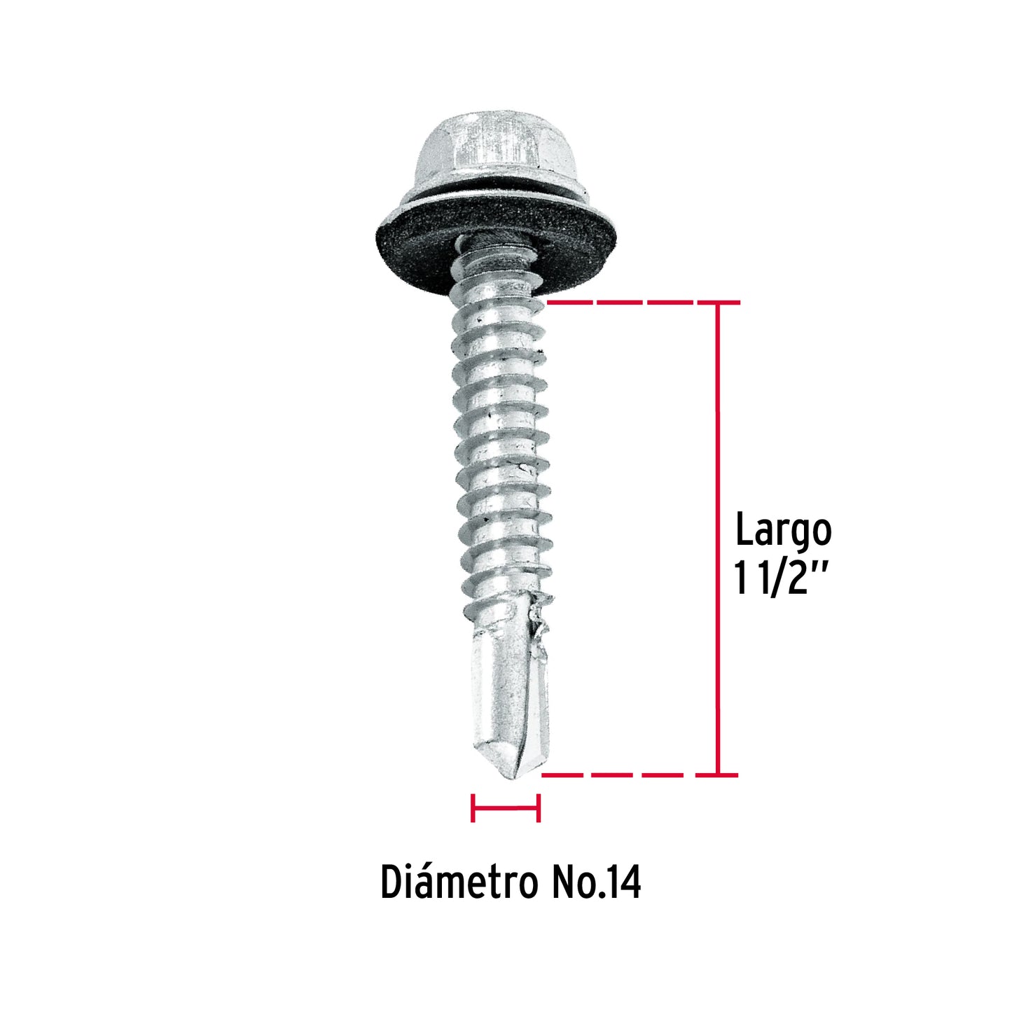 Pijas punta de broca, 1-1/2" con rondanas, caja con 50 pzas