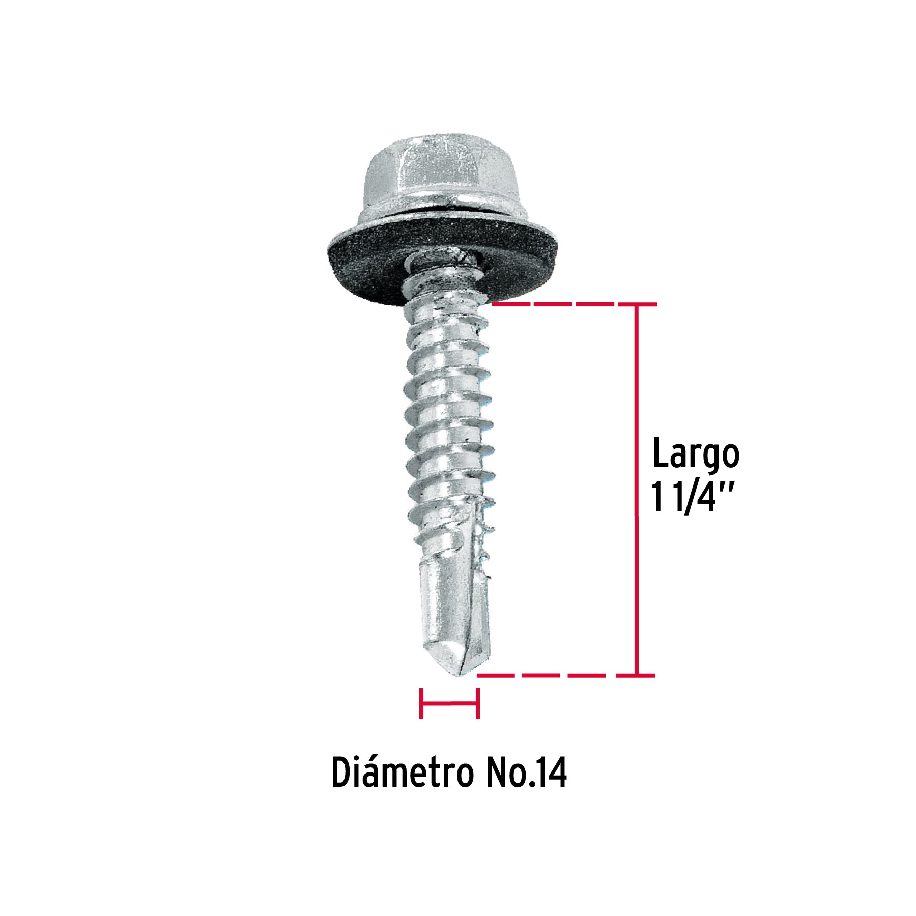 Pijas punta de broca, 1-1/4" con rondanas, caja con 50 pzas