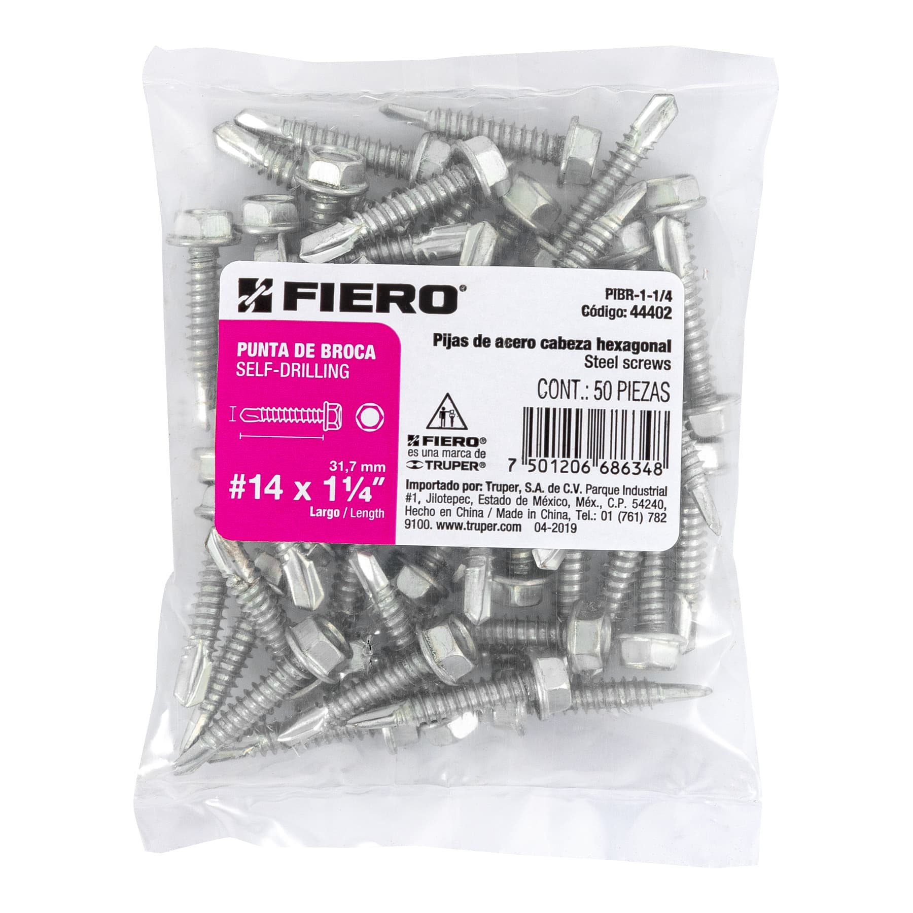 Pijas punta de broca, 1-1/4", caja con 50 pzas