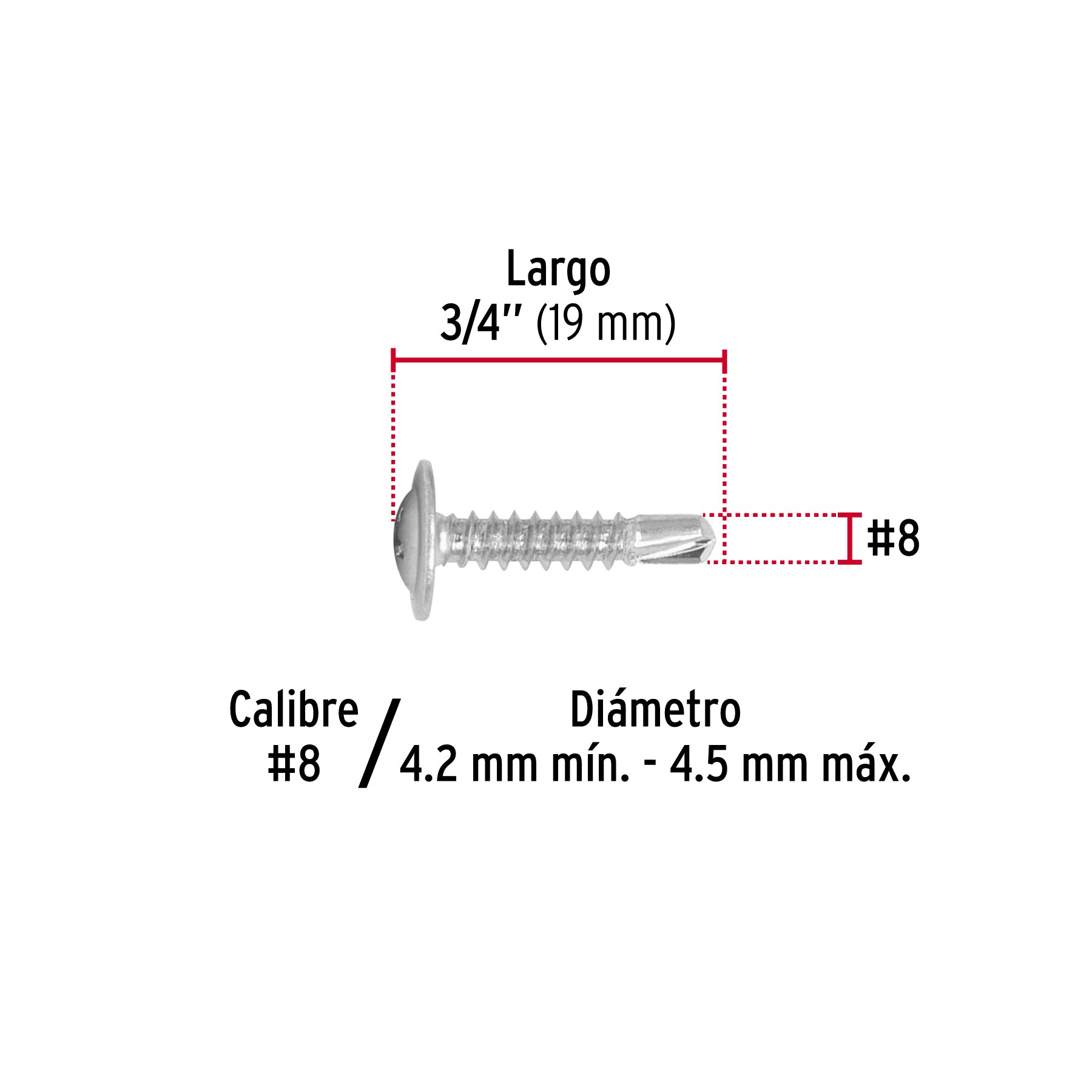 Pijas punta de broca 3/4", cabeza cruz, caja con 100 pzas