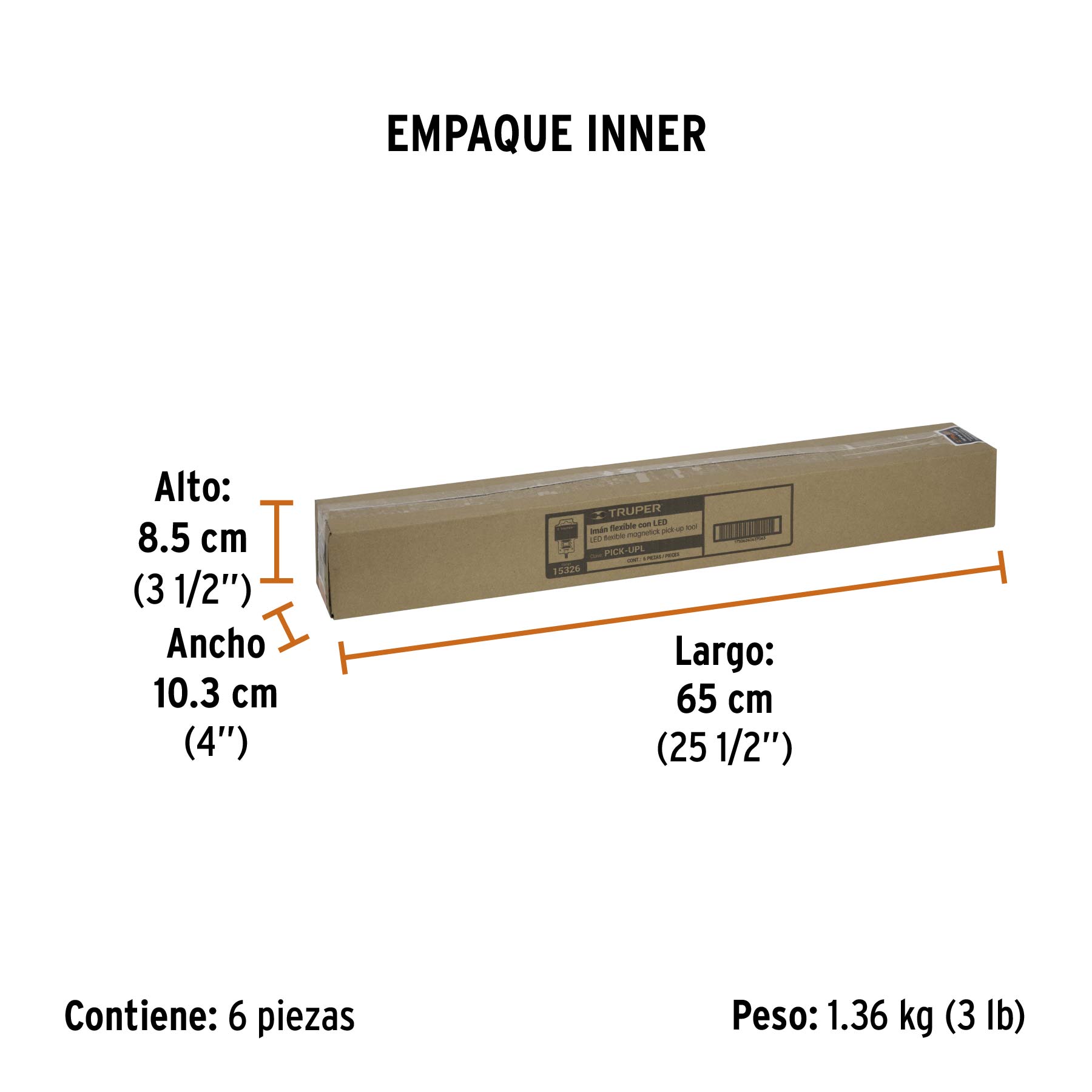 Imán extensible, flexible de acero con LED, 3 kg