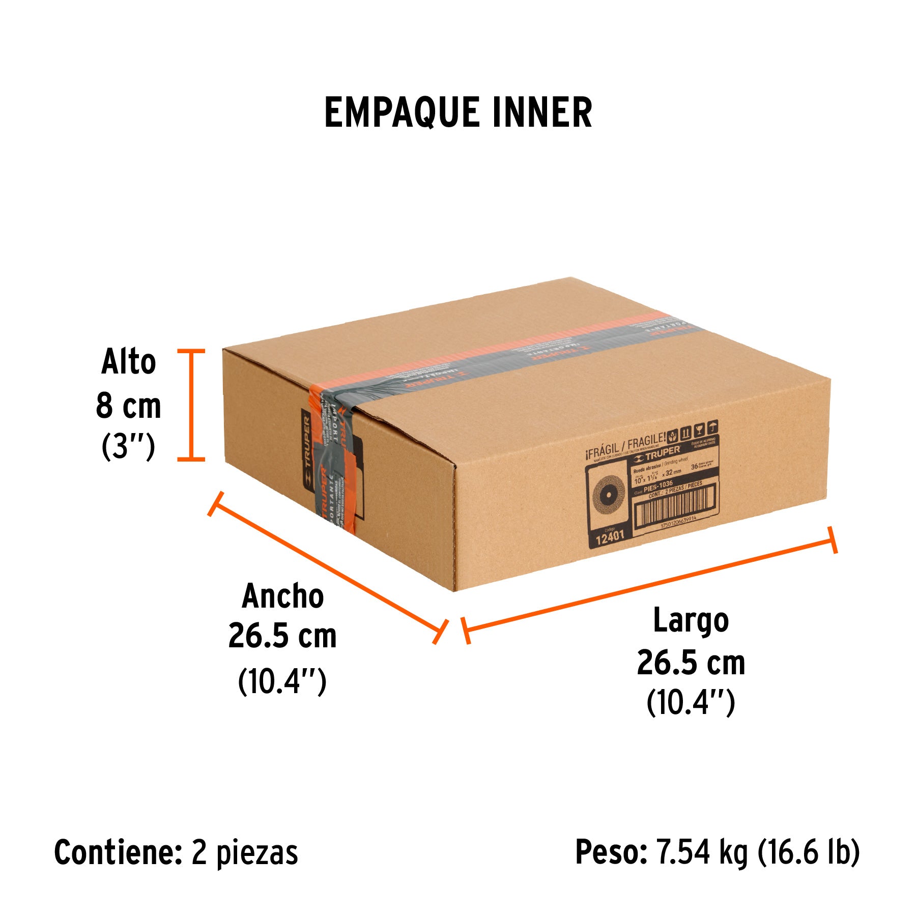 Piedra para esmeril 10 X 1-1/4", óxido de aluminio, grano 36