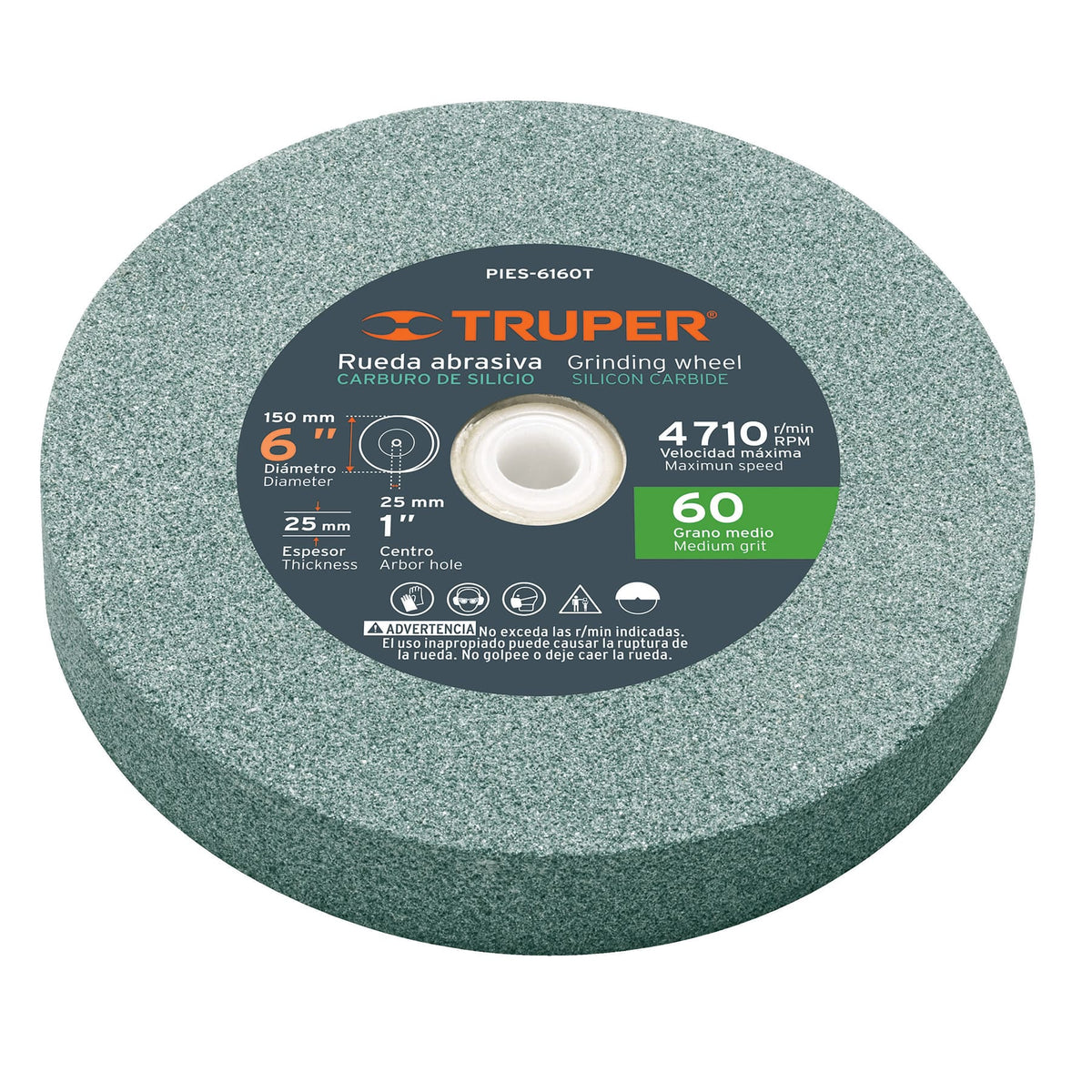 Piedra para esmeril 6 x 1", carburo de silicio, grano 60