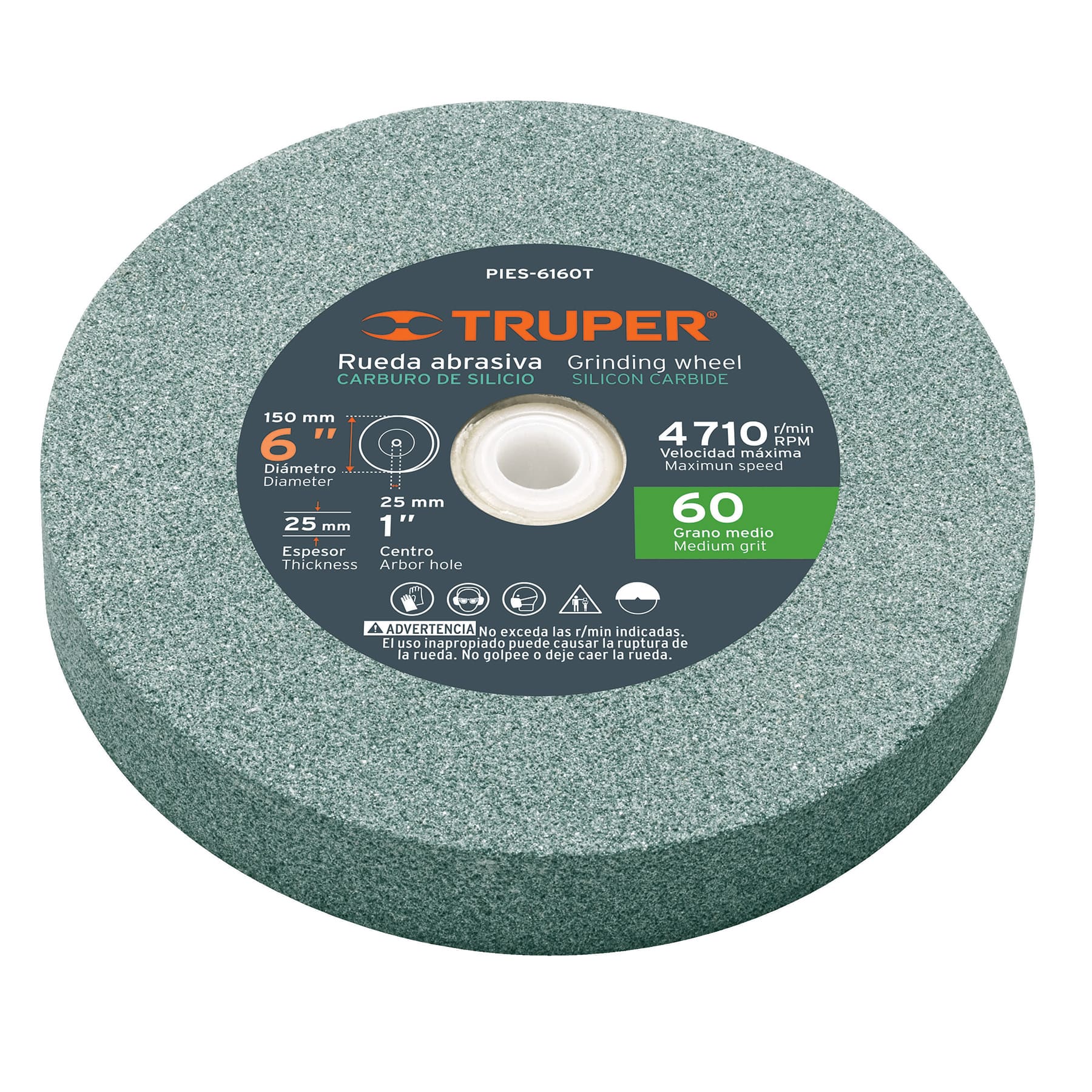 Piedra para esmeril 6 x 1", carburo de silicio, grano 60