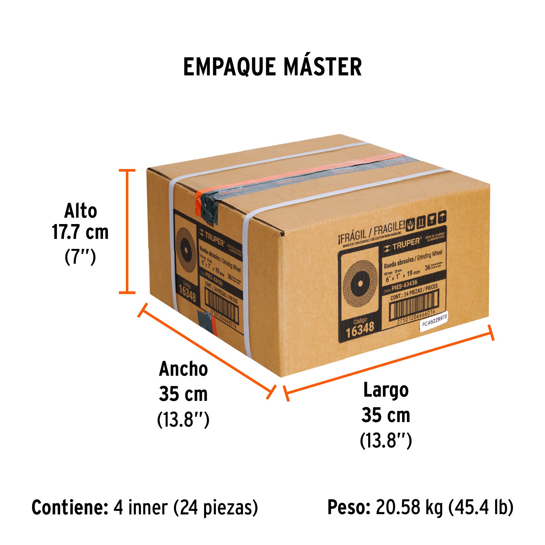 Piedra para esmeril 6 x 3/4" óxido de aluminio, grano 36