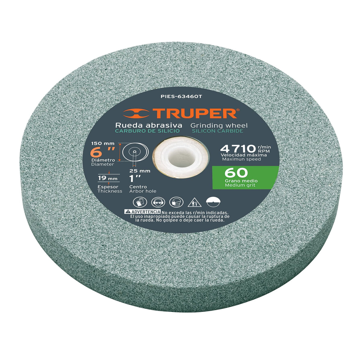 Piedra para esmeril 6 x 3/4", carburo de silicio, grano 60