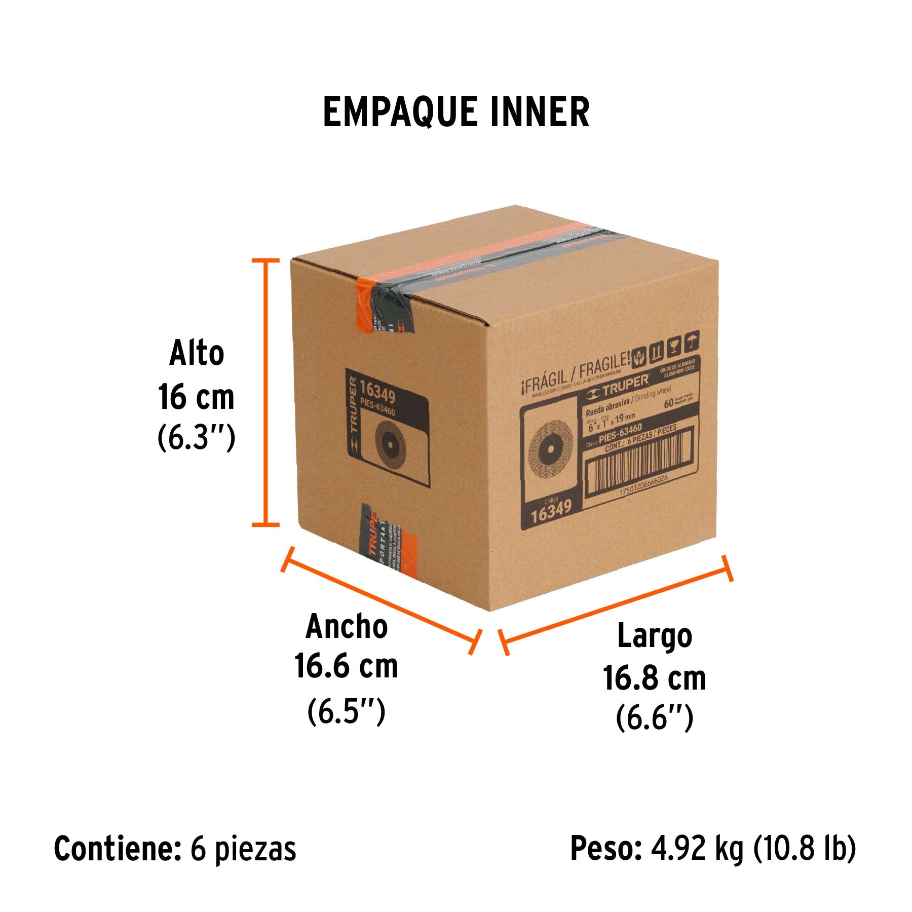 Piedra para esmeril 6 x 3/4" óxido de aluminio, grano 60