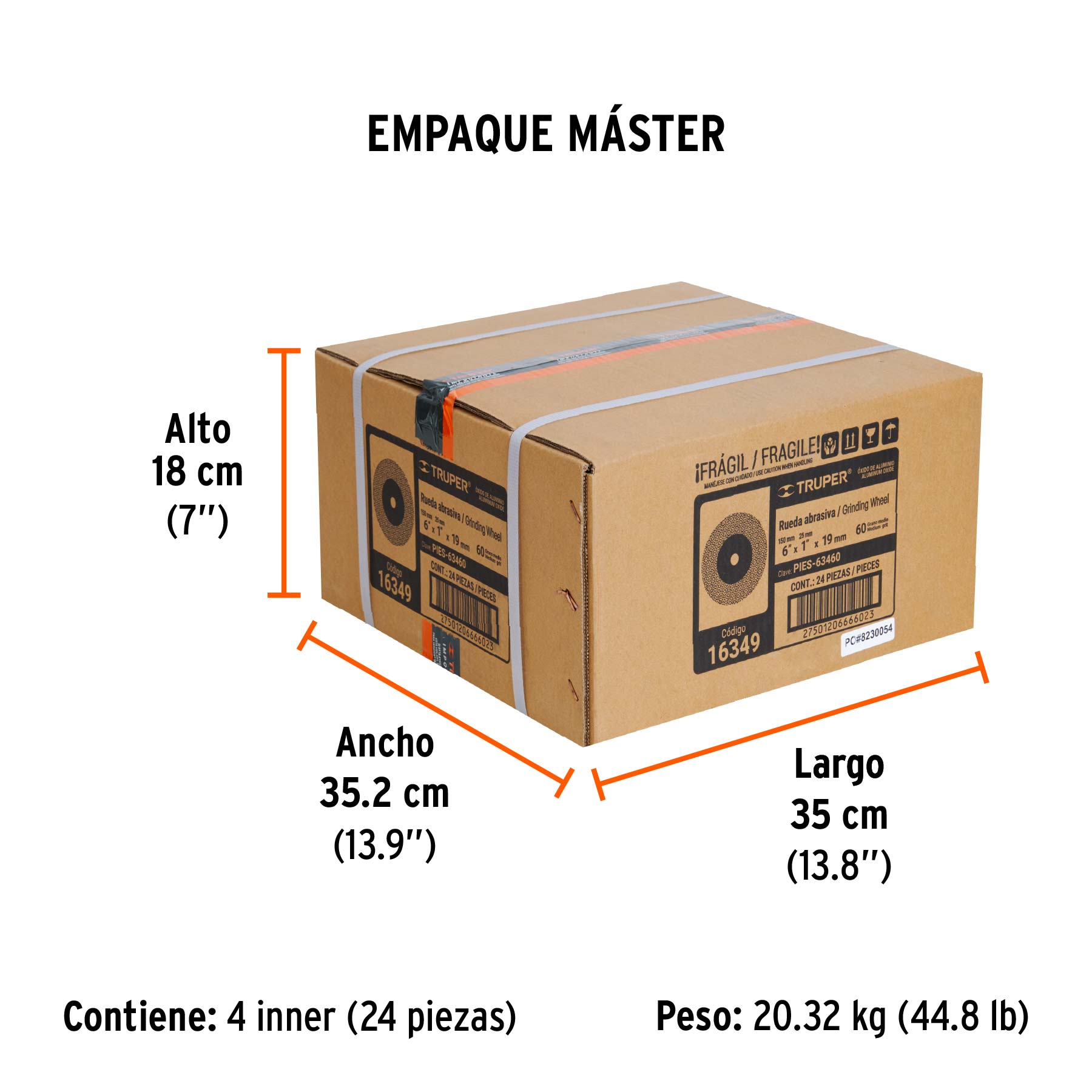 Piedra para esmeril 6 x 3/4" óxido de aluminio, grano 60