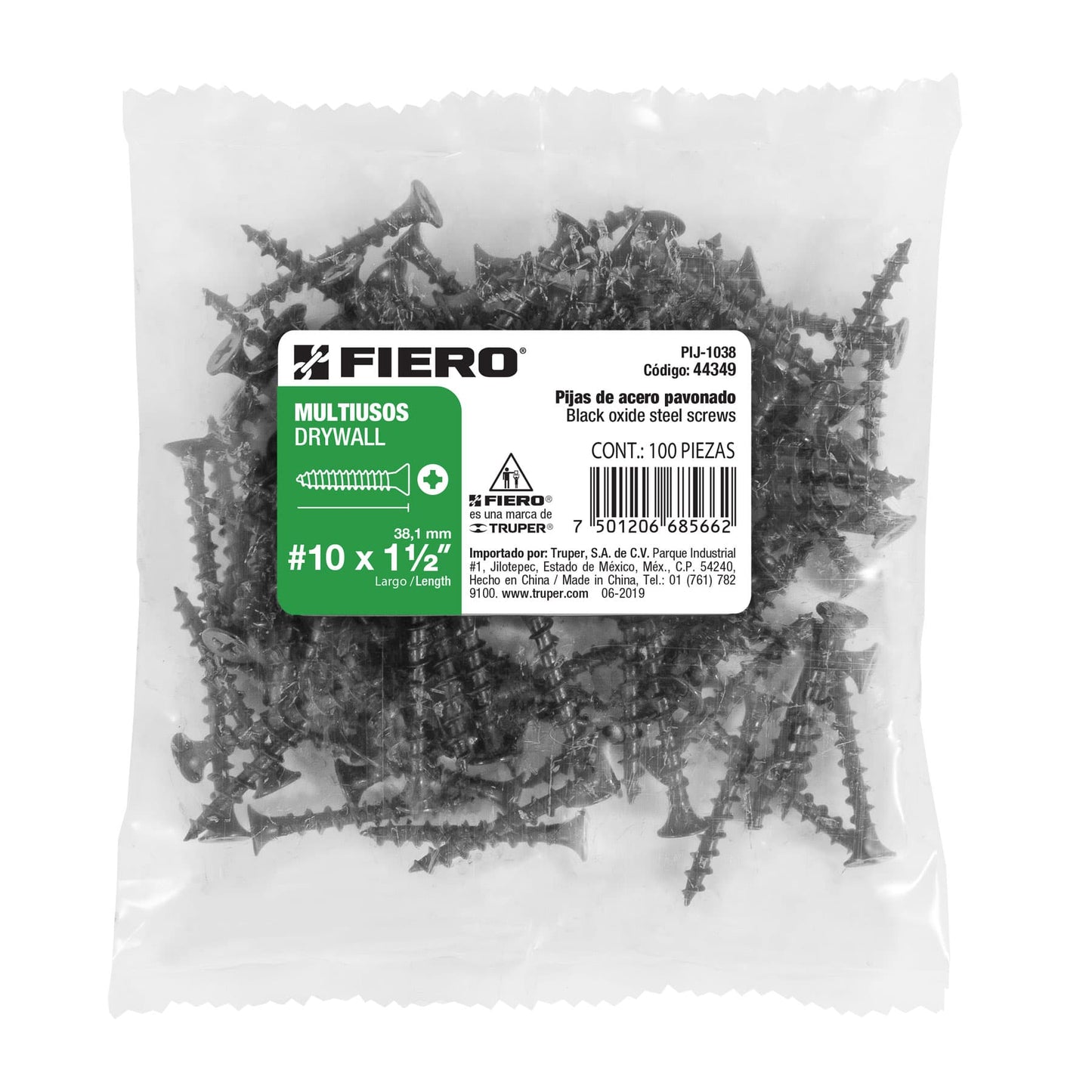 Pijas multiusos 10 x 1-1/2", caja con 100 piezas