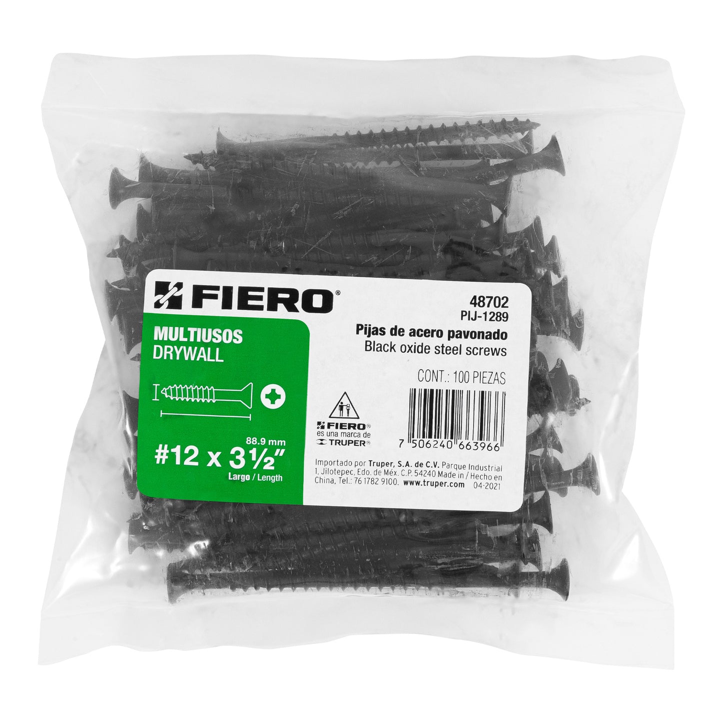 Pijas multiusos 12 x 3-1/2" caja con 100 piezas