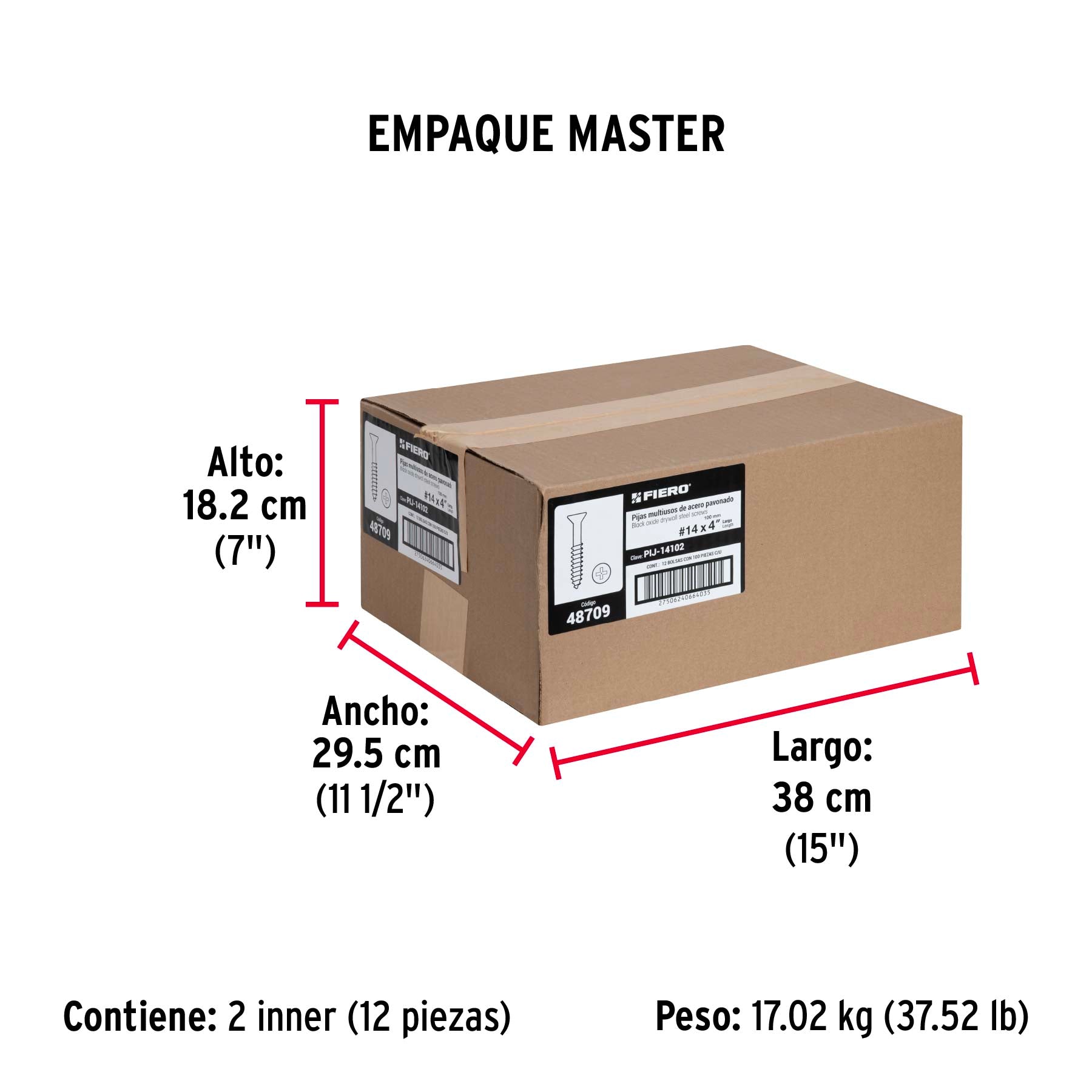 Pijas multiusos 14 x 4" caja con 100 piezas