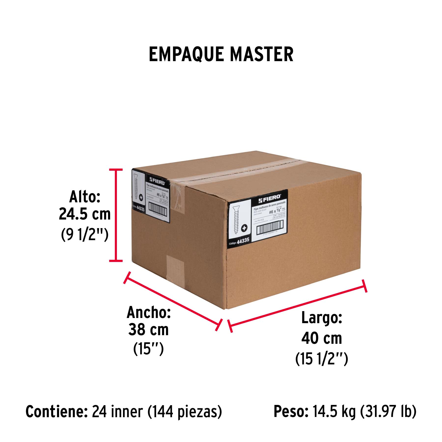 Pijas multiusos 6 x 1/2", caja con 100 piezas