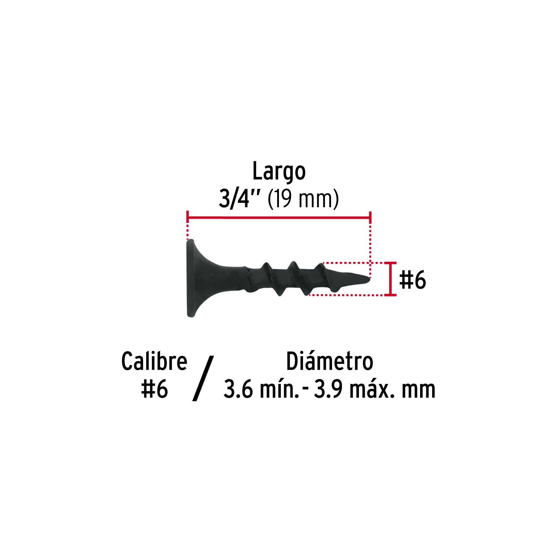 Pijas multiusos 6 x 3/4", caja con 100 piezas