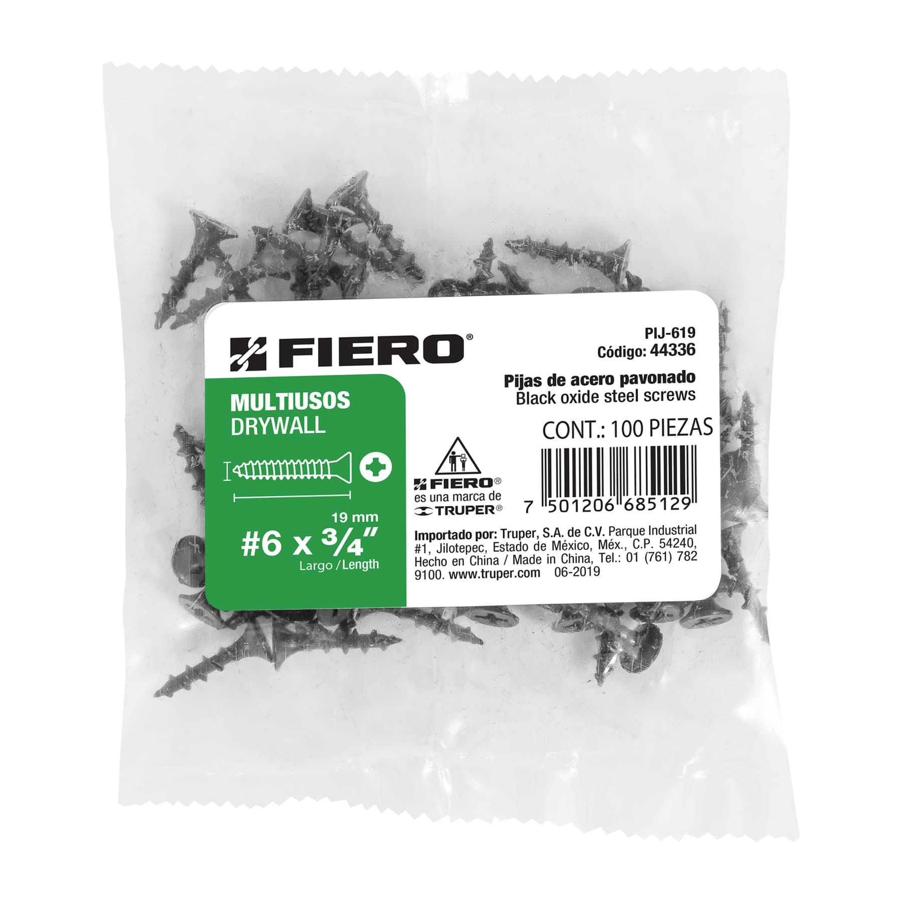 Pijas multiusos 6 x 3/4", caja con 100 piezas