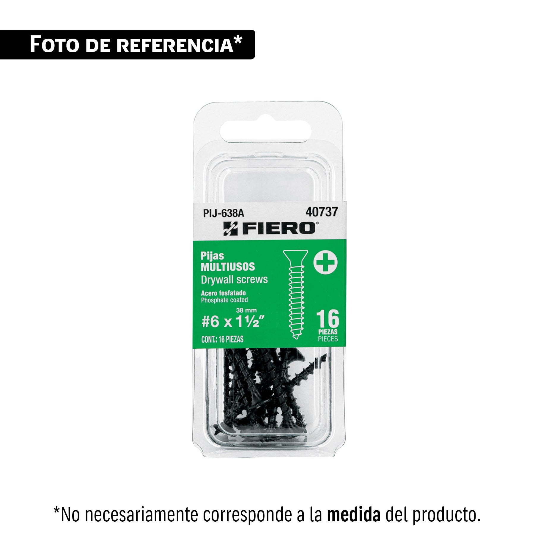 Blíster con 13 pijas #6 x 2' multiusos, FIERO