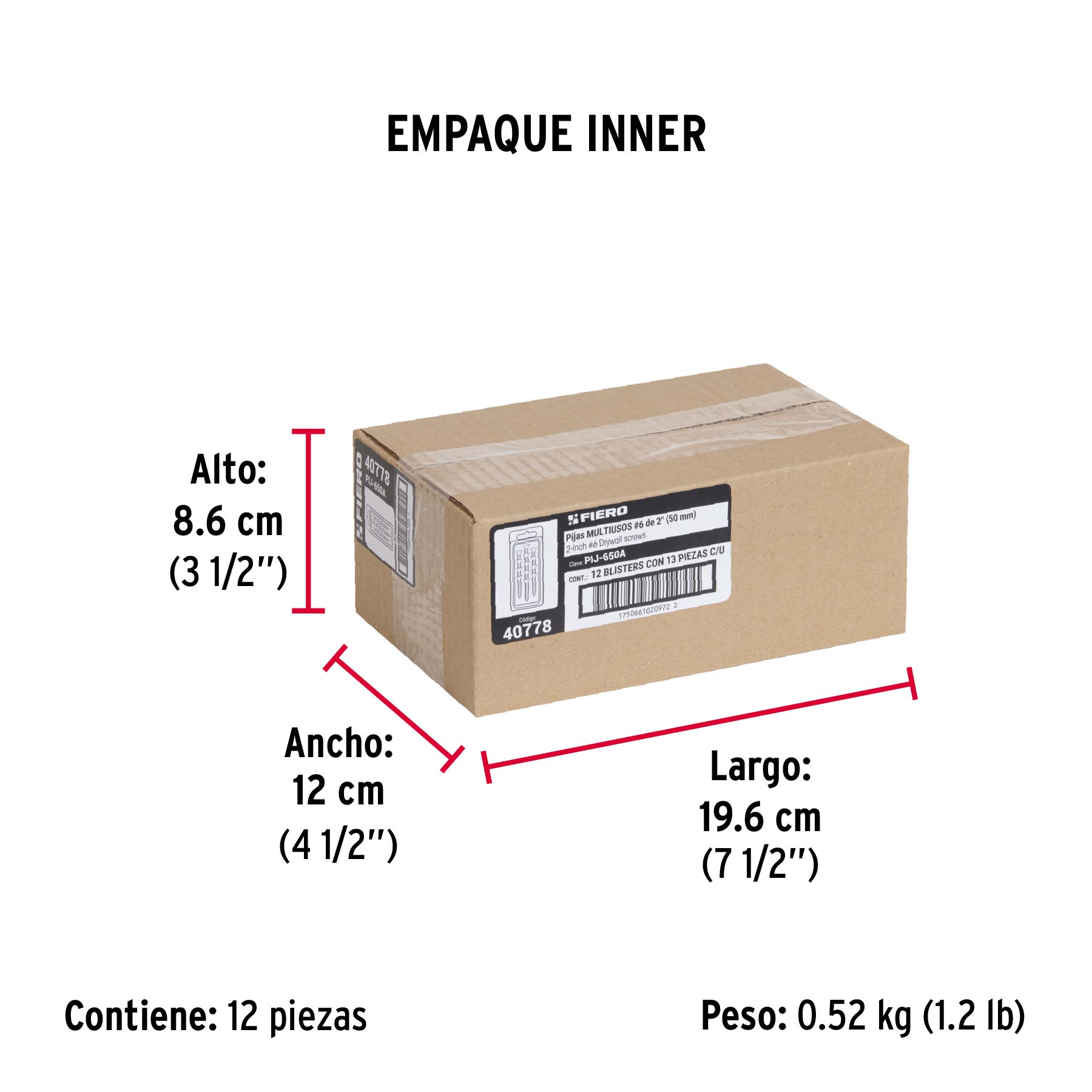 Blíster con 13 pijas #6 x 2' multiusos, FIERO