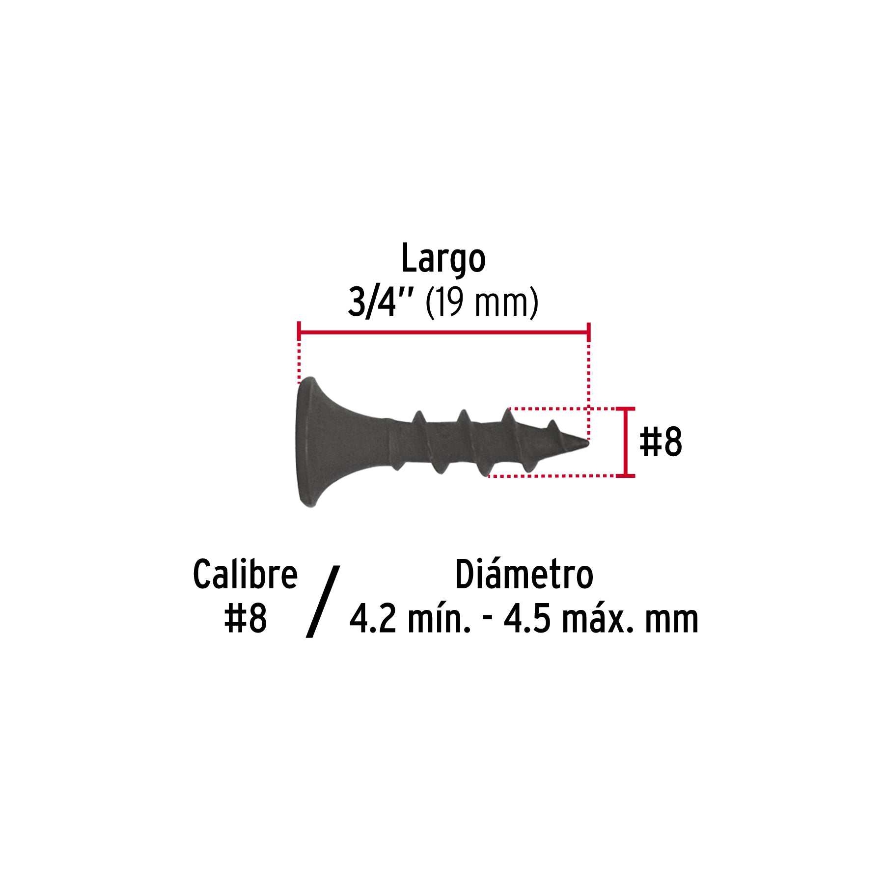 Pijas multiusos 8 x 3/4", caja con 100 piezas