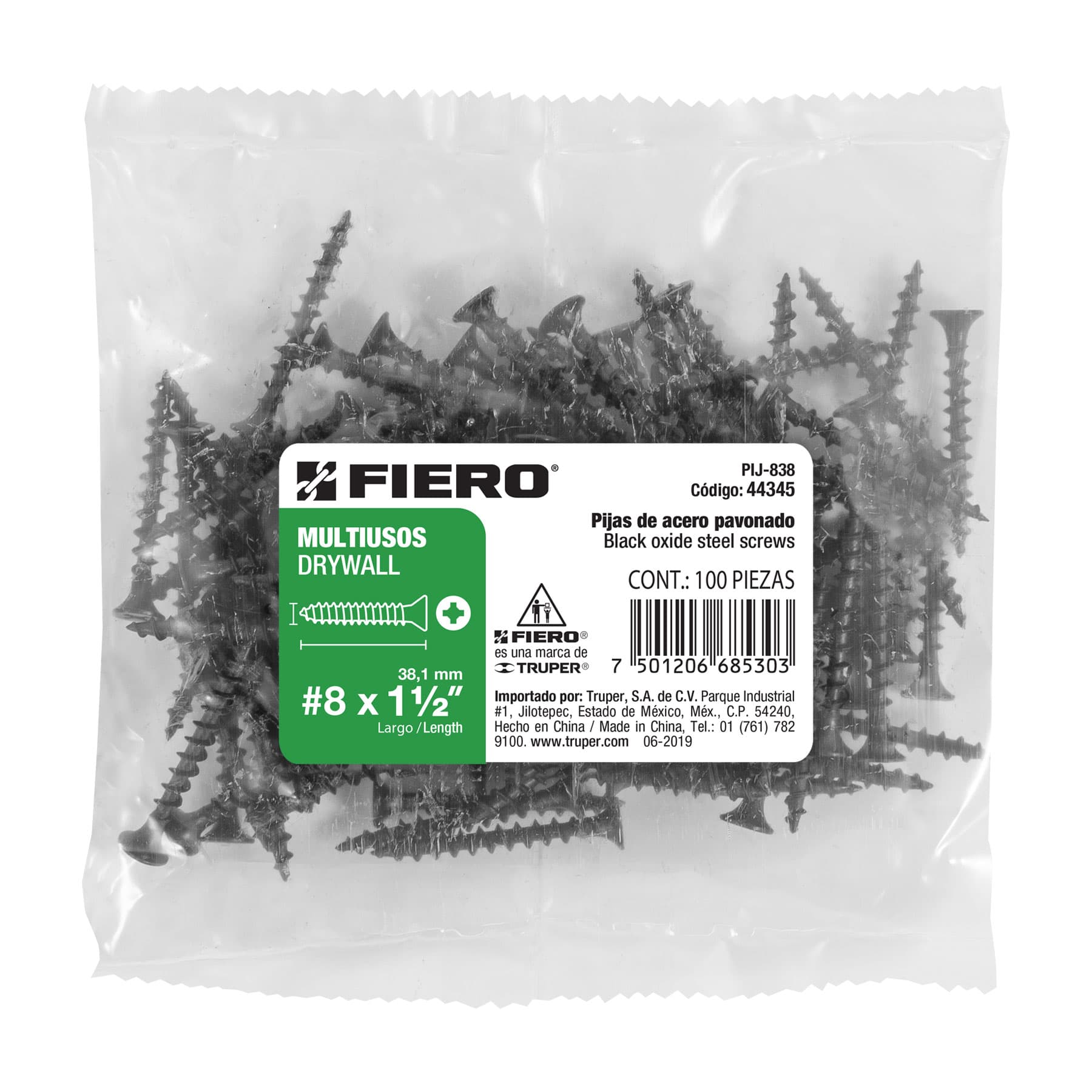 Pijas multiusos 8 x 1-1/2", caja con 100 piezas