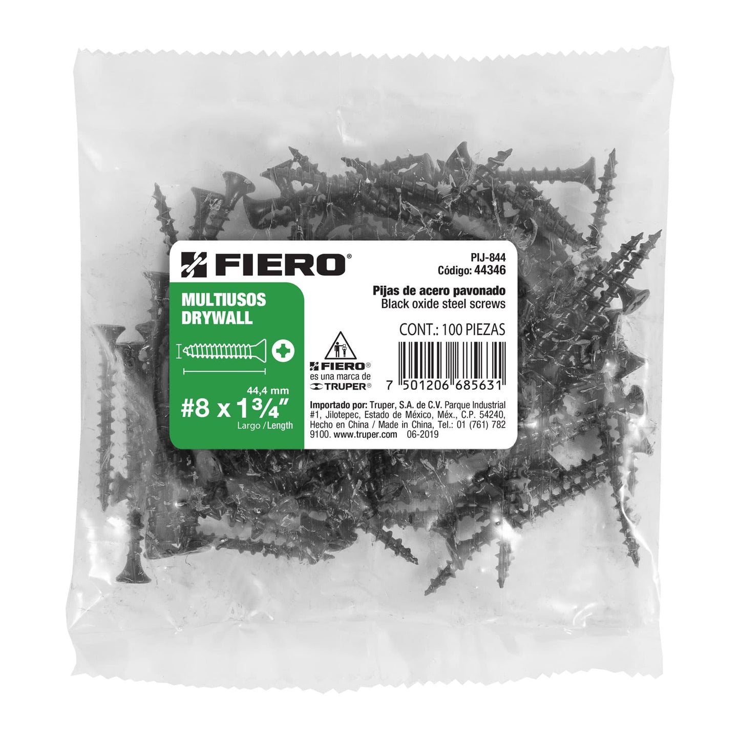 Pijas multiusos 8 x 1-3/4", caja con 100 piezas