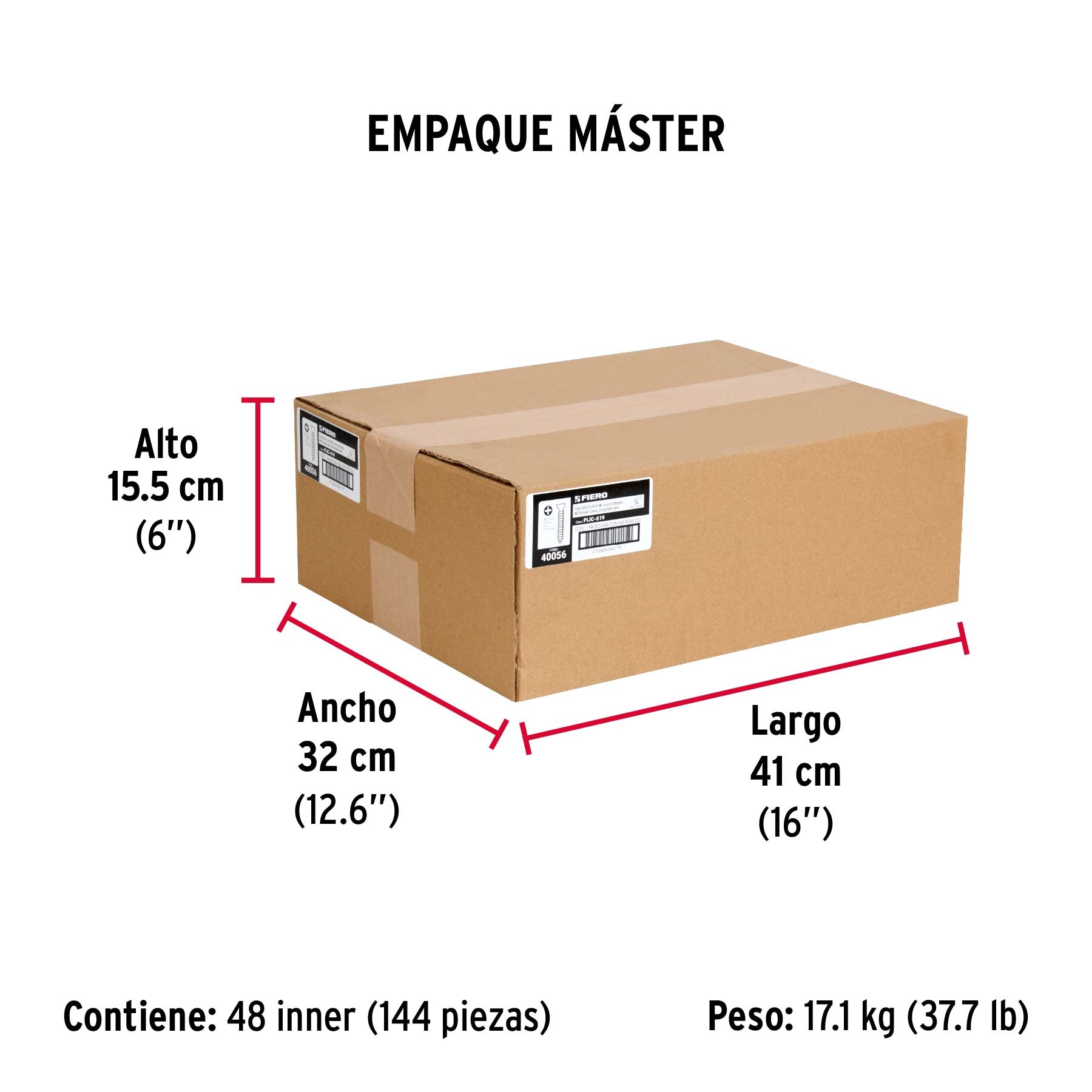 Pija multiusos 6 x 3/4", cuerda cerrada, caja con 100 piezas