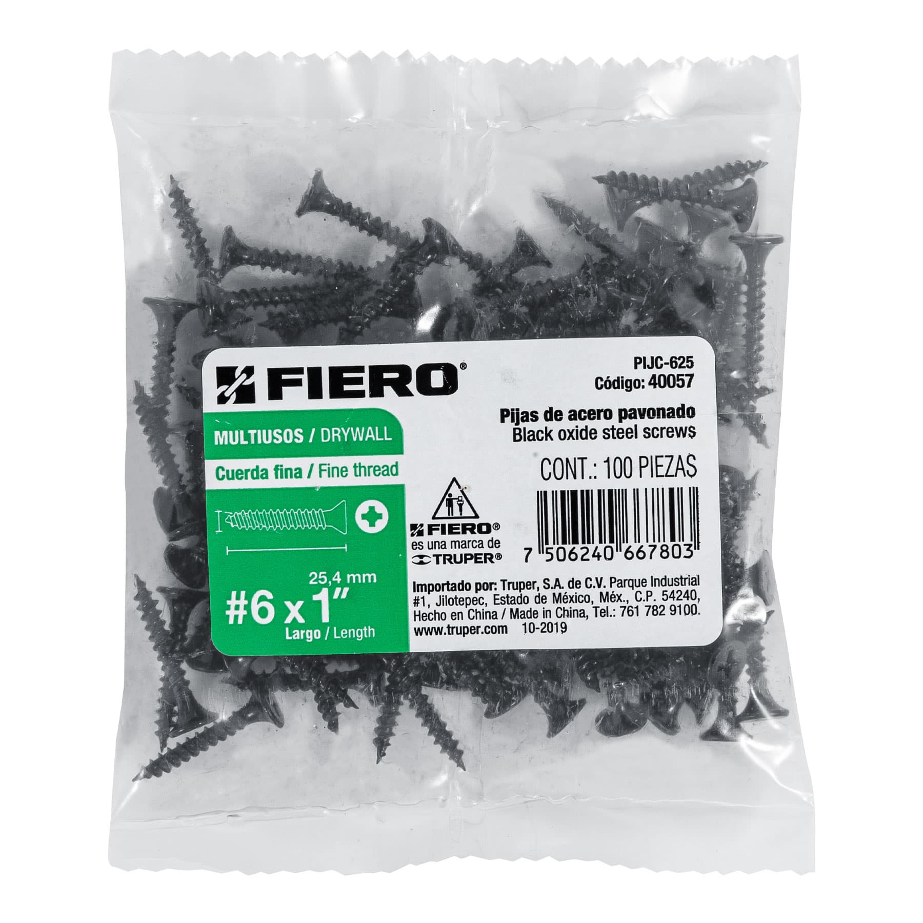 Pija multisusos 6 x 1", cuerda cerrada, caja con 100 piezas
