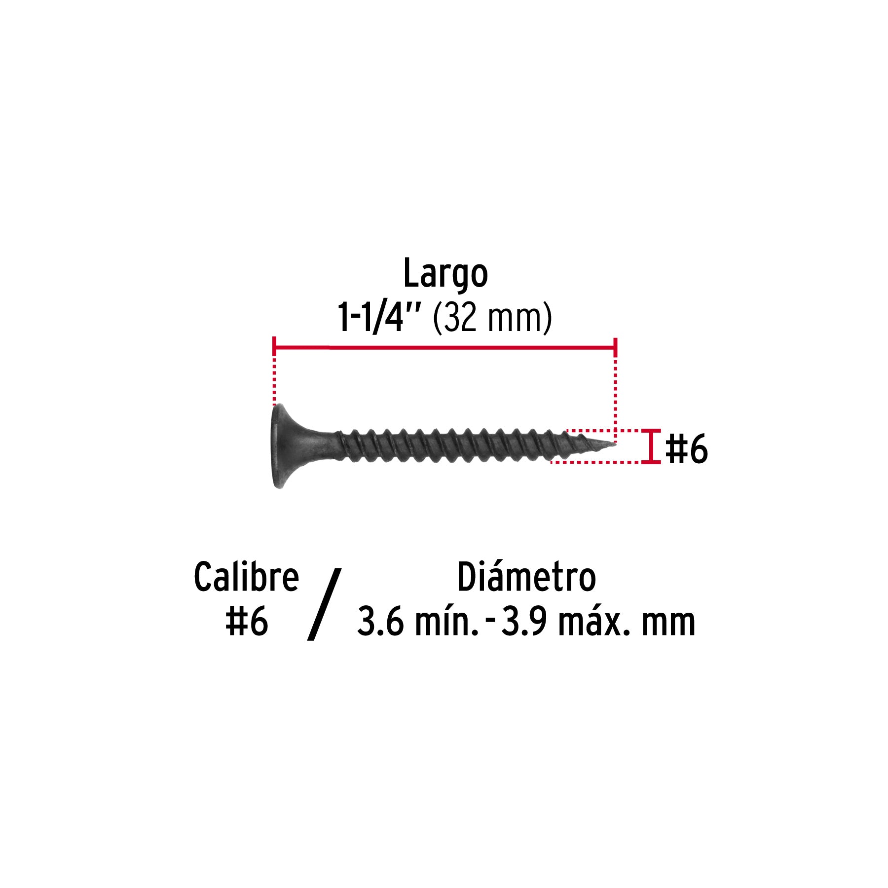 Pija multiusos 6 x 1-1/4", cuerda cerrada, caja 100 piezas