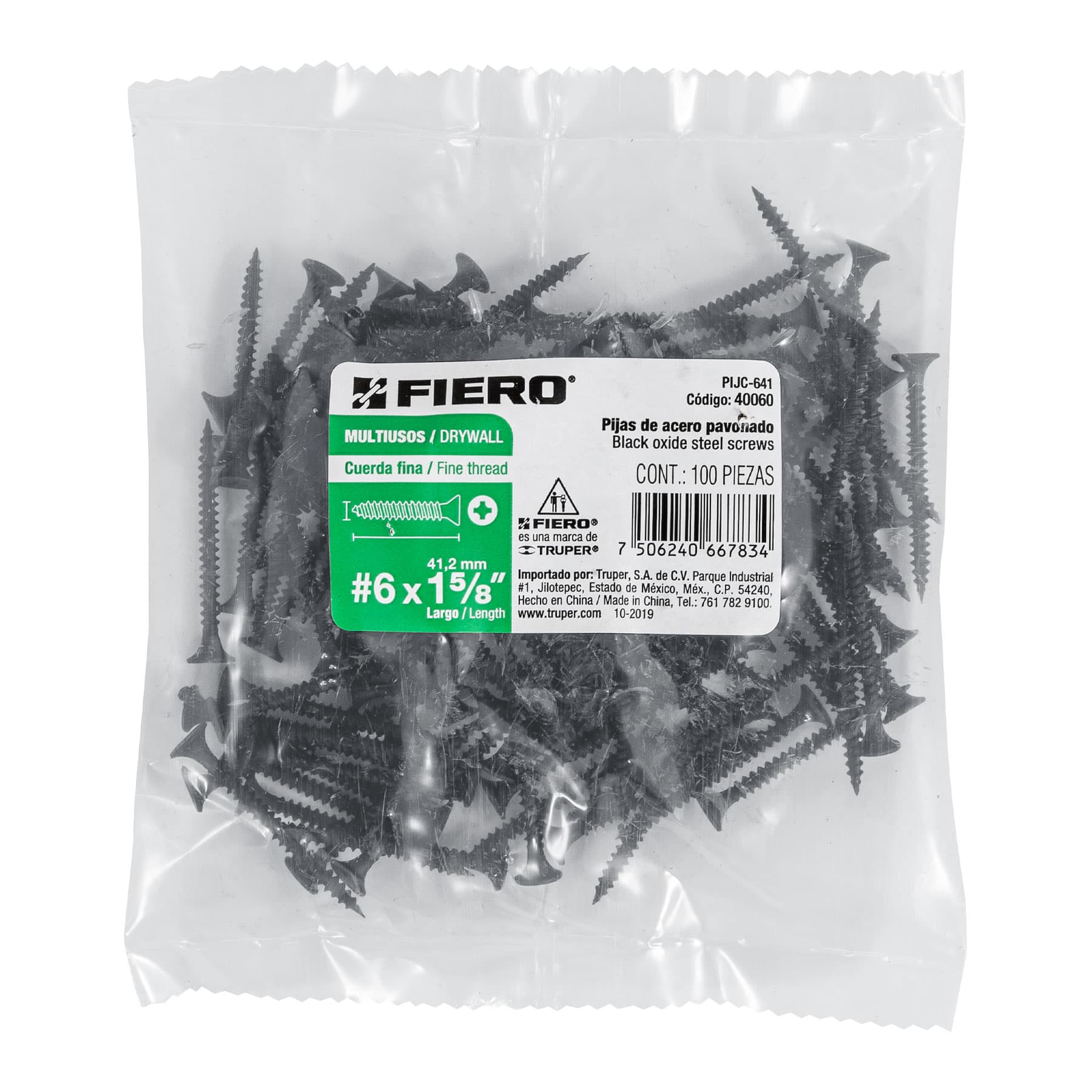 Pija multiusos 6 x 1-5/8", cuerda cerrada, caja con 100 piezas