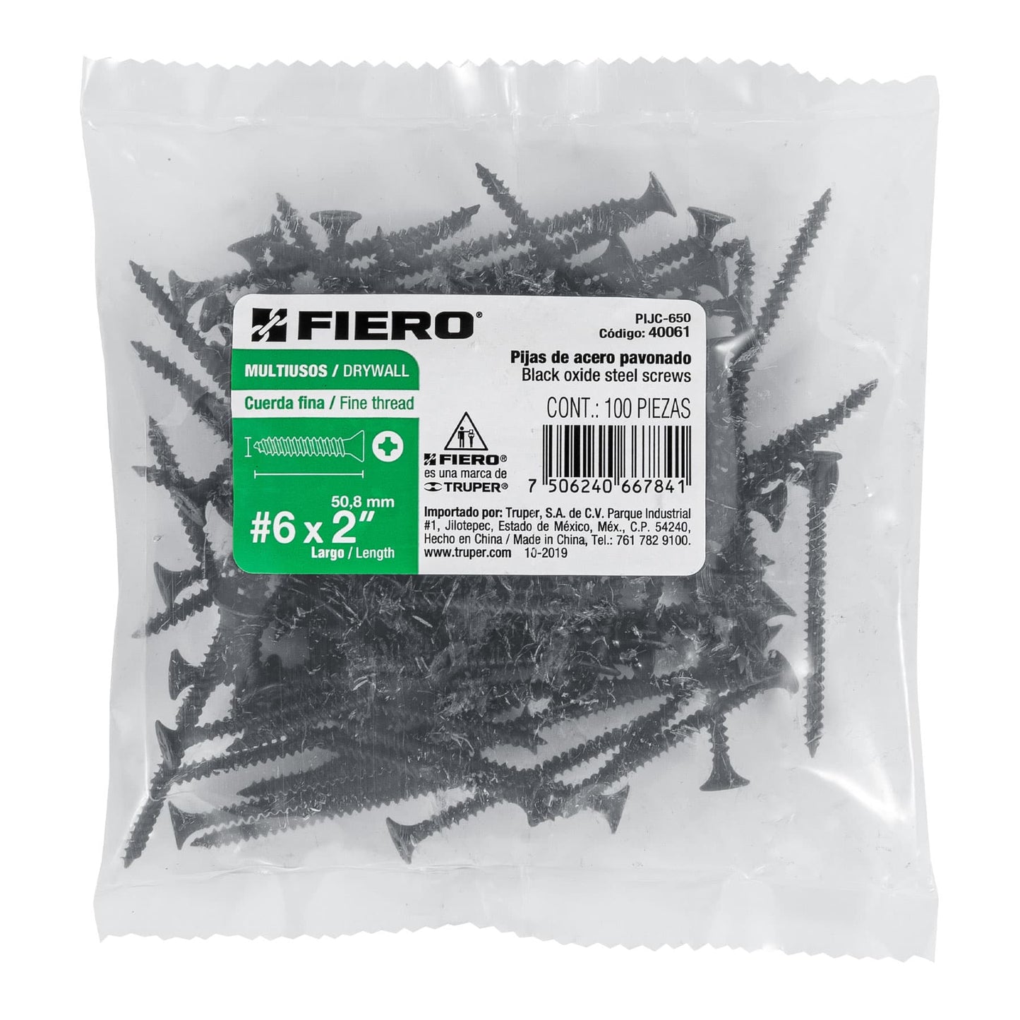 Pija multiusos 6 x 2", cuerda cerrada, caja con 100 piezas