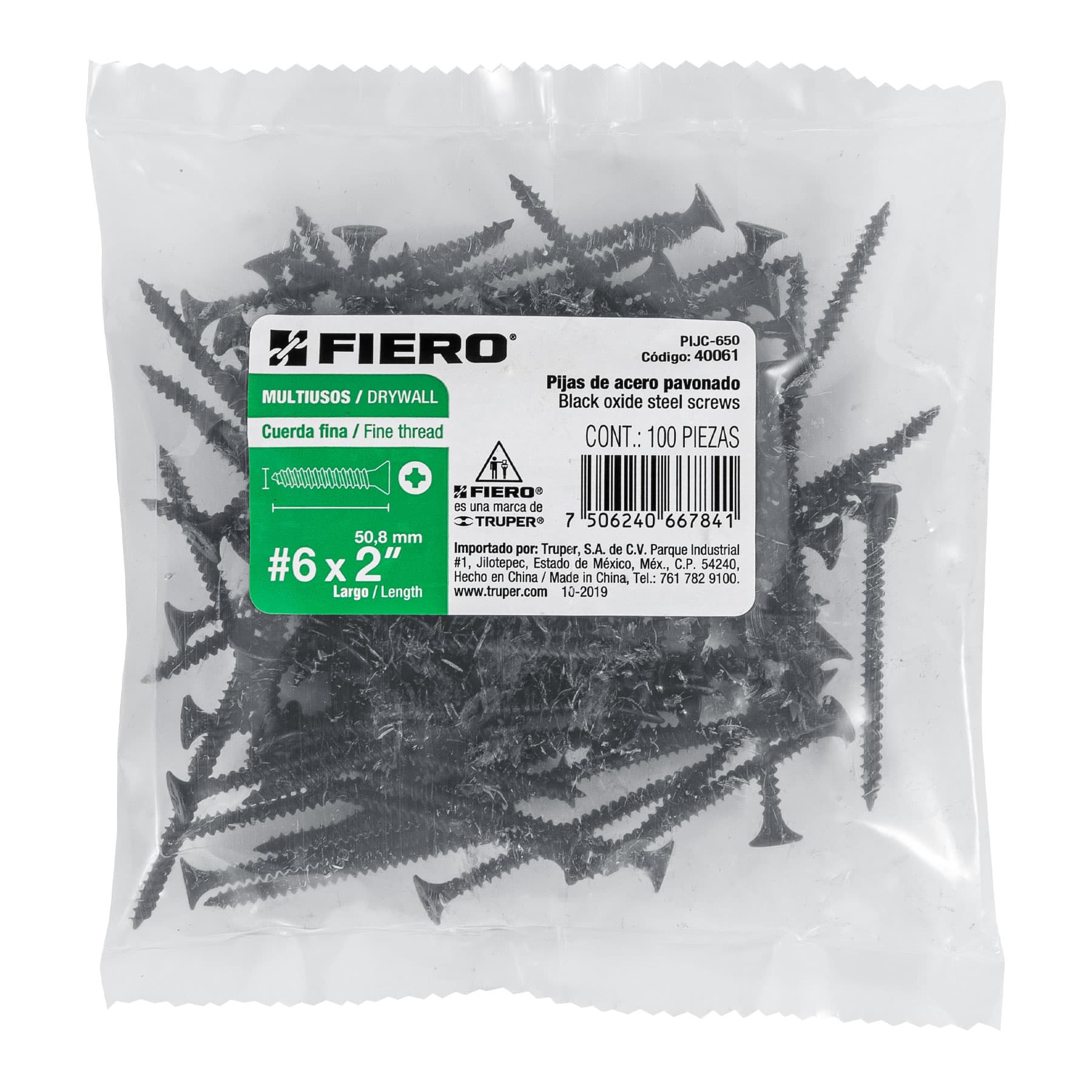 Pija multiusos 6 x 2", cuerda cerrada, caja con 100 piezas