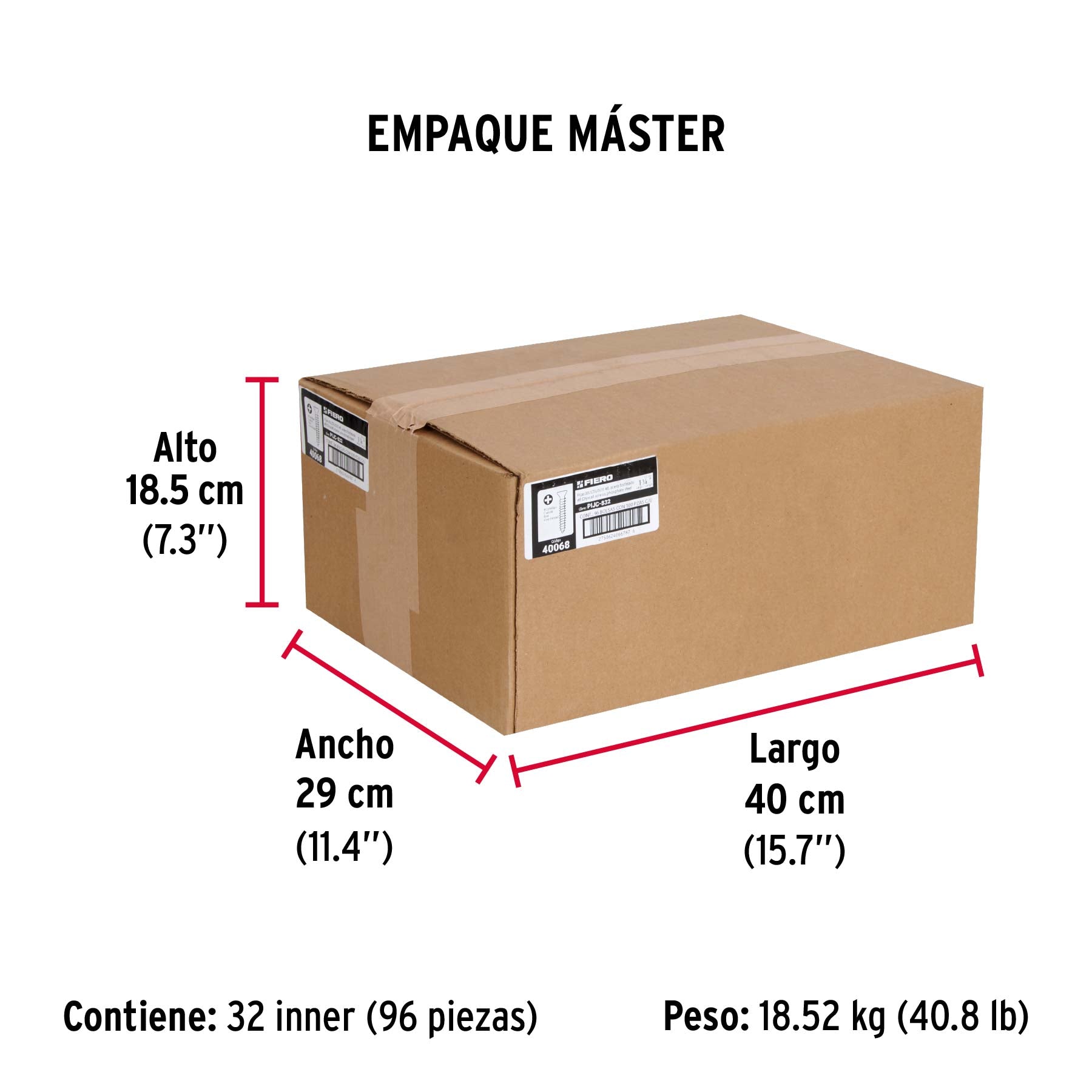 Pija multiusos 8 x 1-1/4", cuerda cerrada, caja 100 piezas