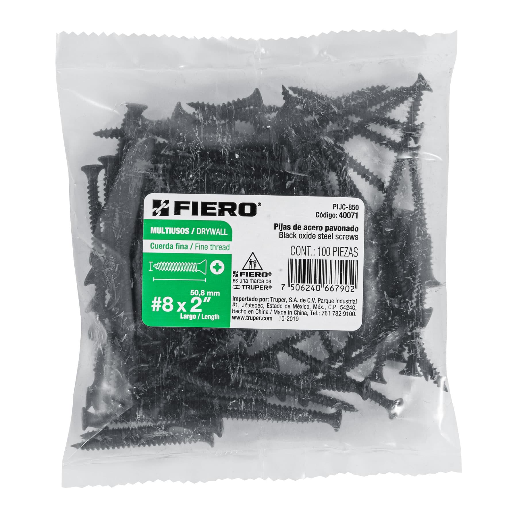 Pija multiusos 8 x 2", cuerda cerrada, caja con 100 piezas