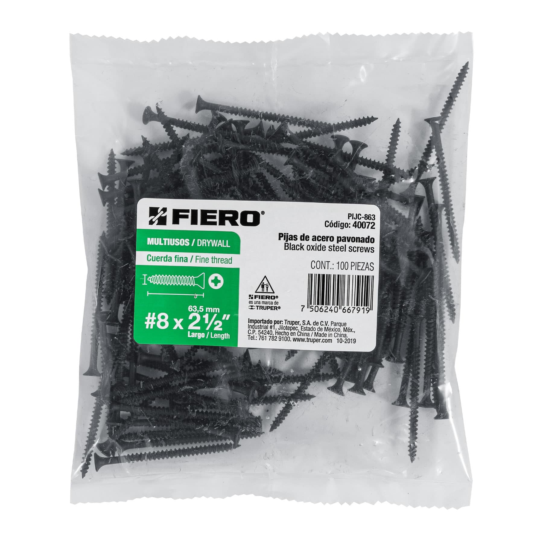 Pija multiusos 8 x 2-1/2", cuerda cerrada, caja 100 piezas