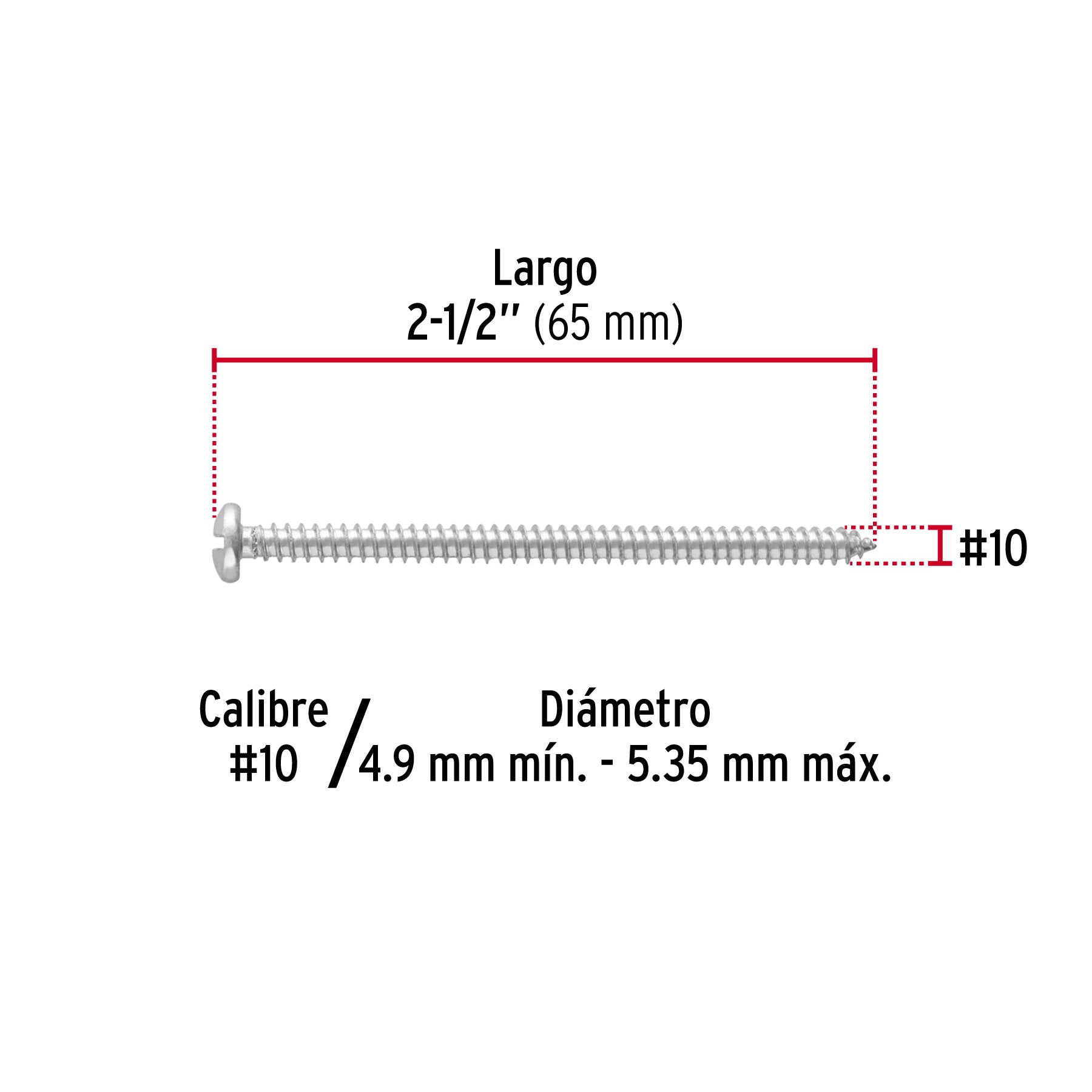Pijas para lámina #10, 2-1/2" caja con 150 piezas