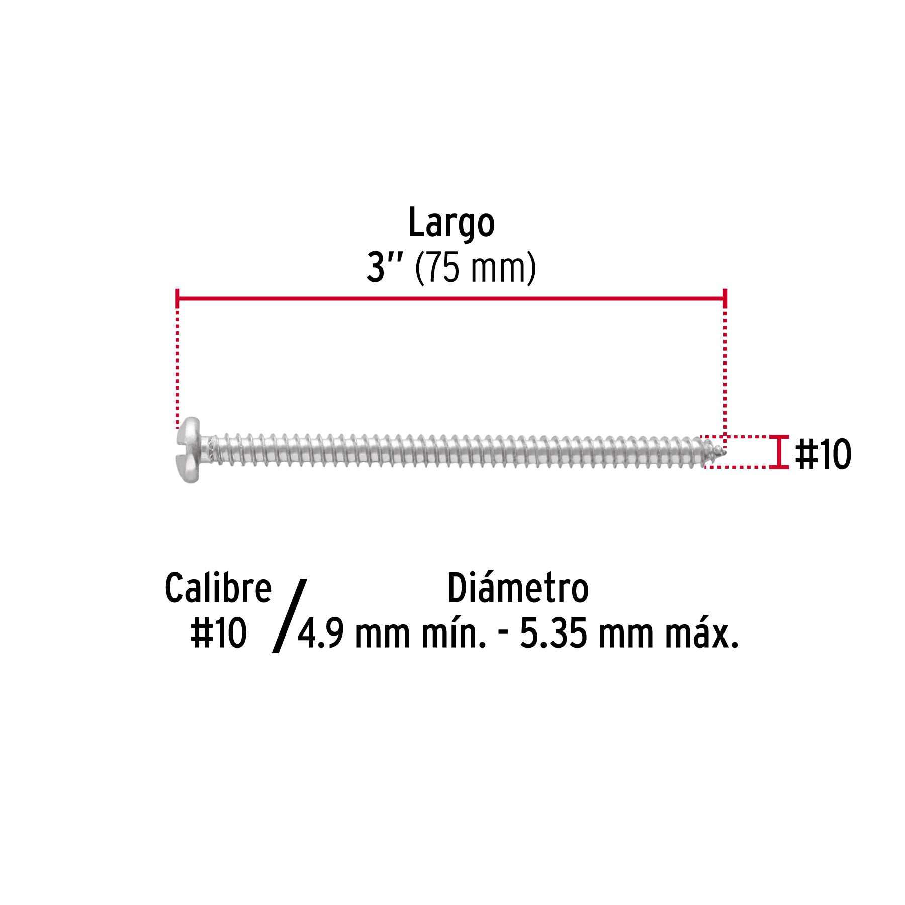 Pijas para lámina #10, 3" caja con 150 piezas