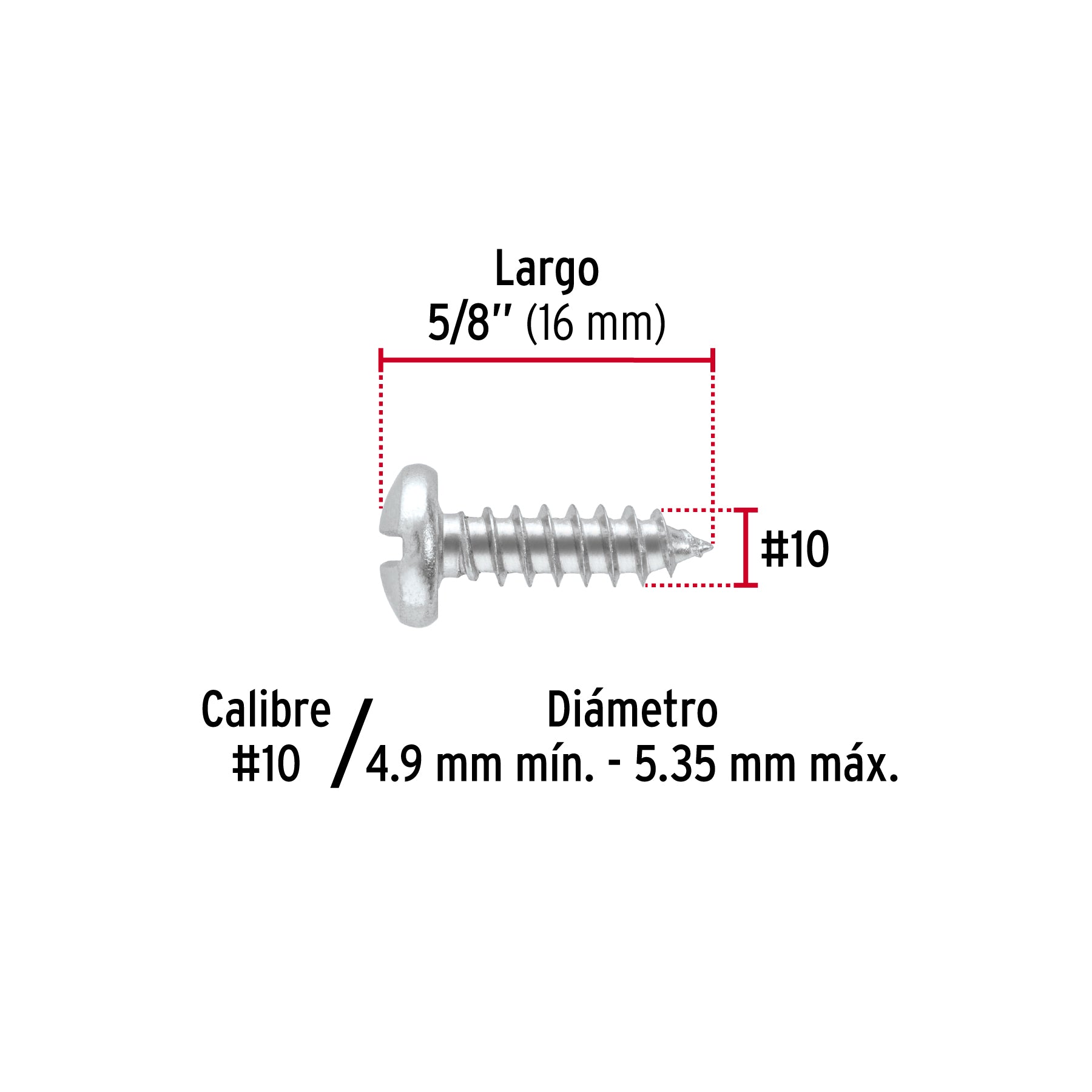 Pijas para lámina, #10, 5/8", caja con 150 pzas