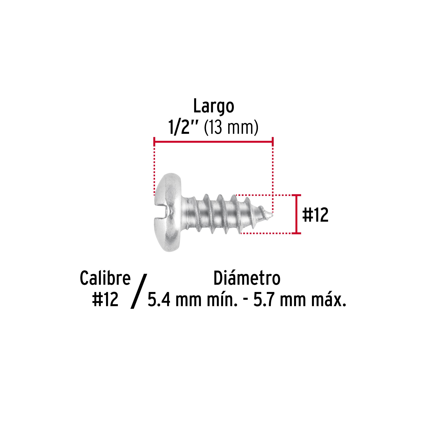 Pijas para lámina #12, 1/2" caja con 100 piezas
