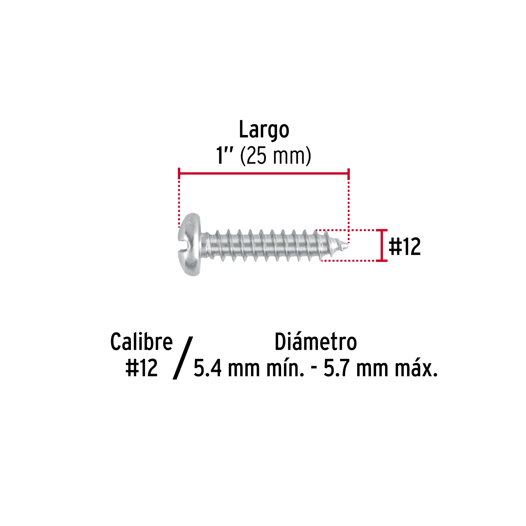 Pijas para lámina, #12, 1", caja con 100 pzas