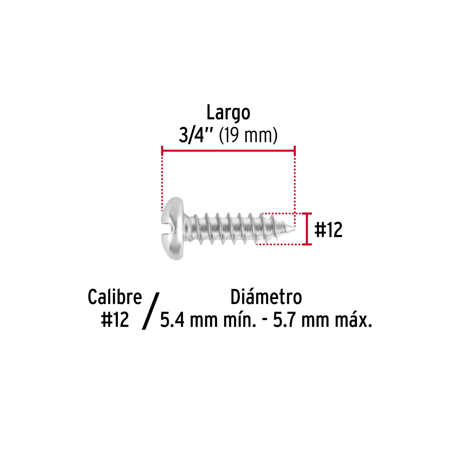Pijas para lámina, #12, 3/4", caja con 100 pzas