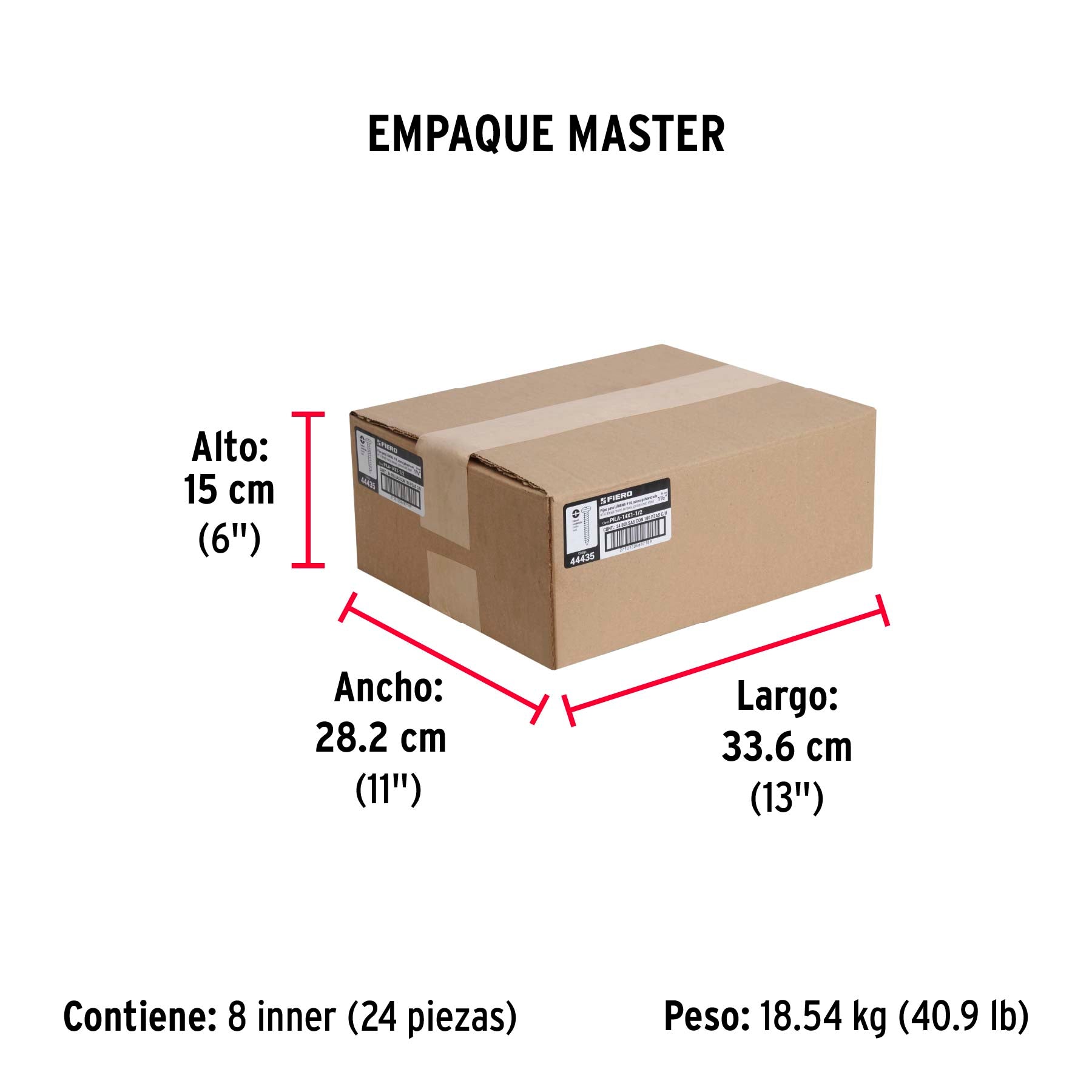 Pijas para lámina, #14, 1-1/2", caja con 100 pzas