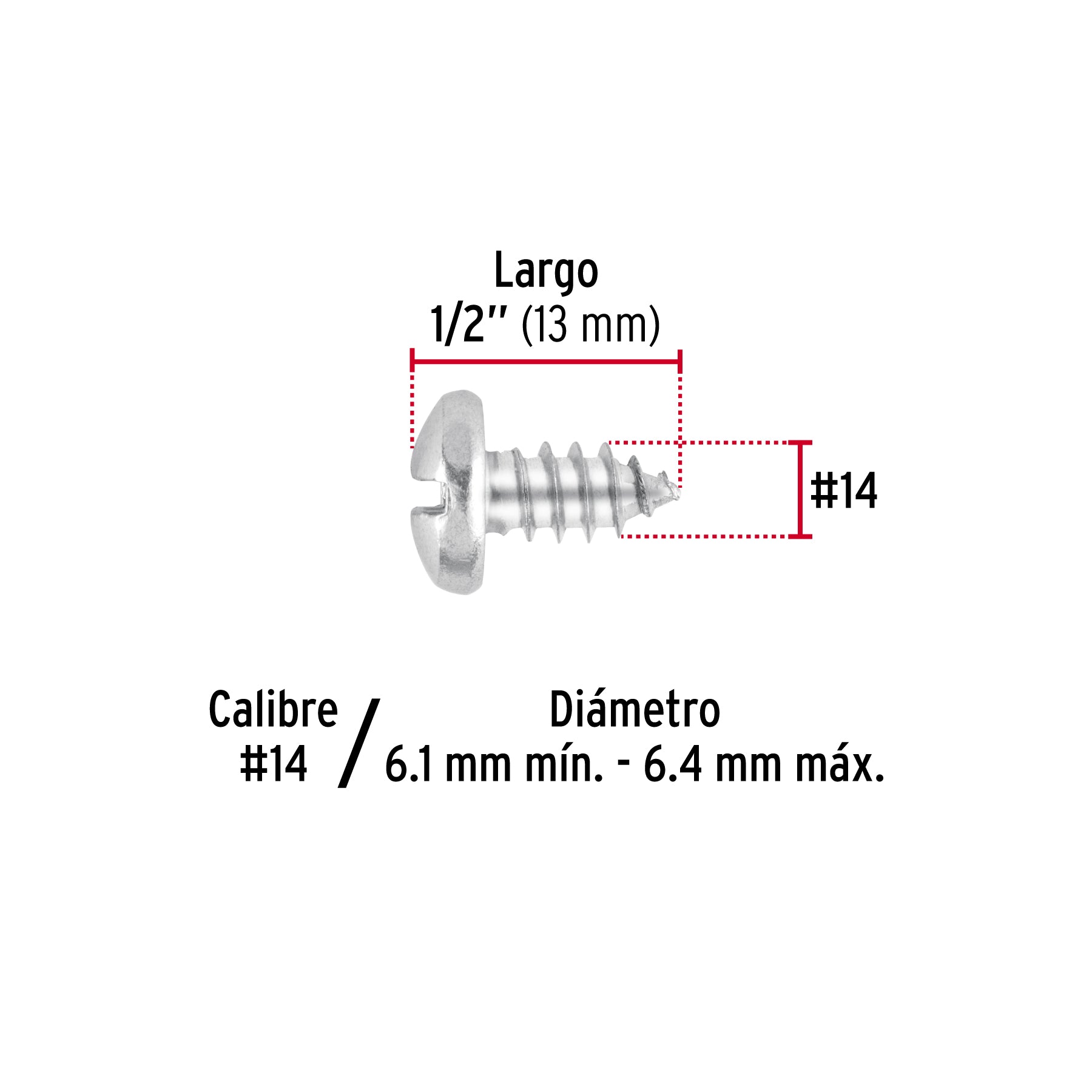 Pijas para lámina #14, 1/2" caja con 100 piezas