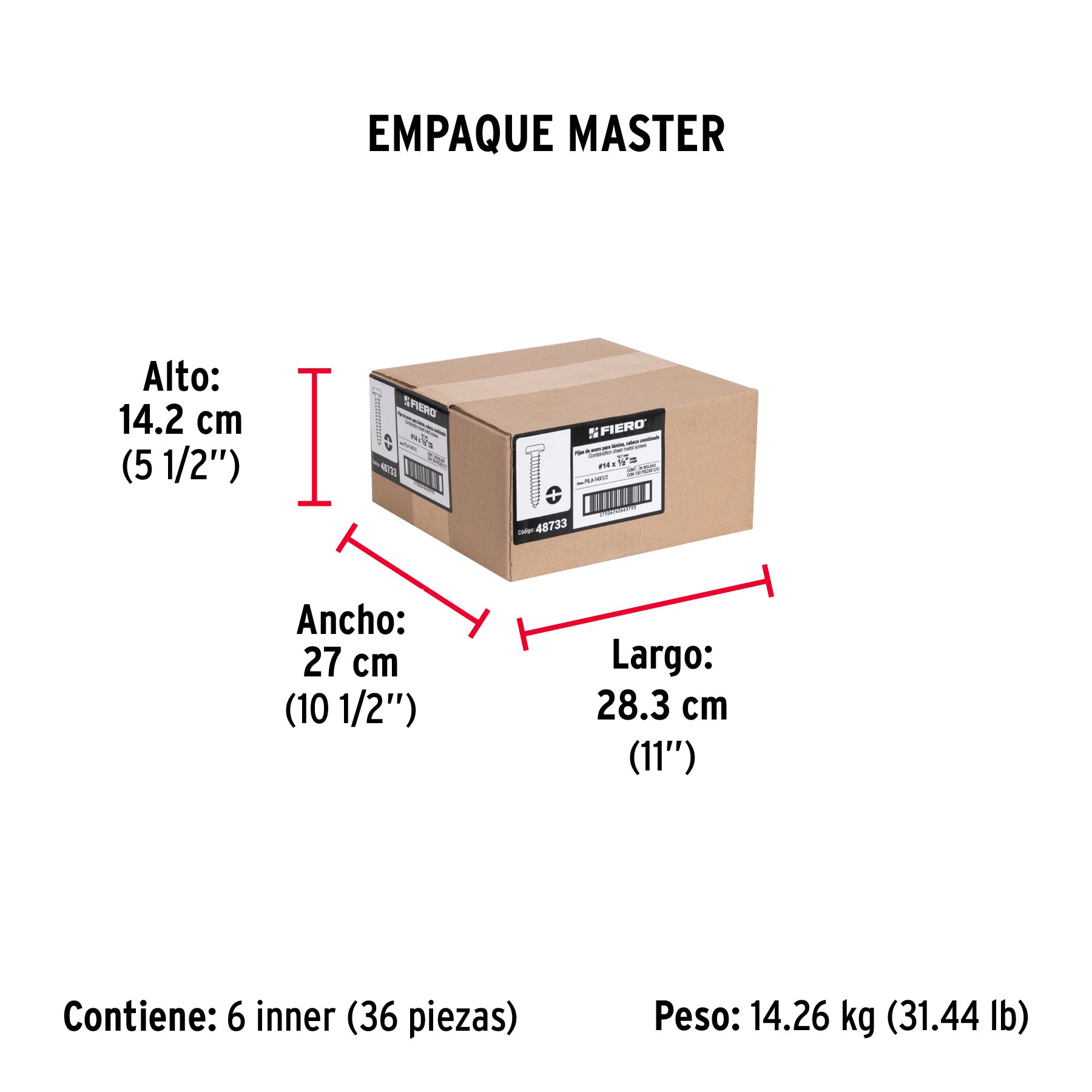 Pijas para lámina #14, 1/2" caja con 100 piezas