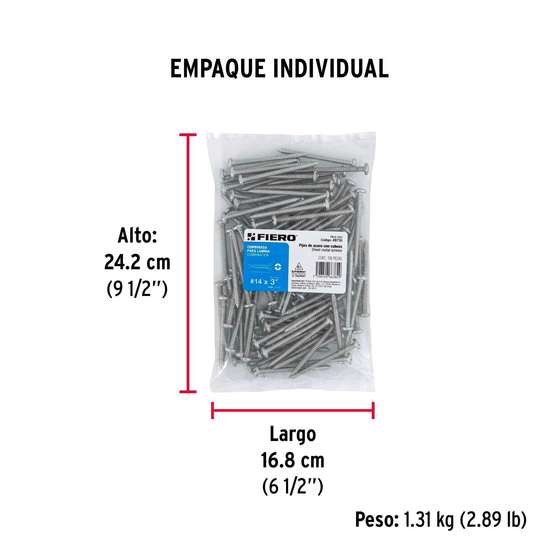 Pijas para lámina #14, 3" caja con 100 piezas