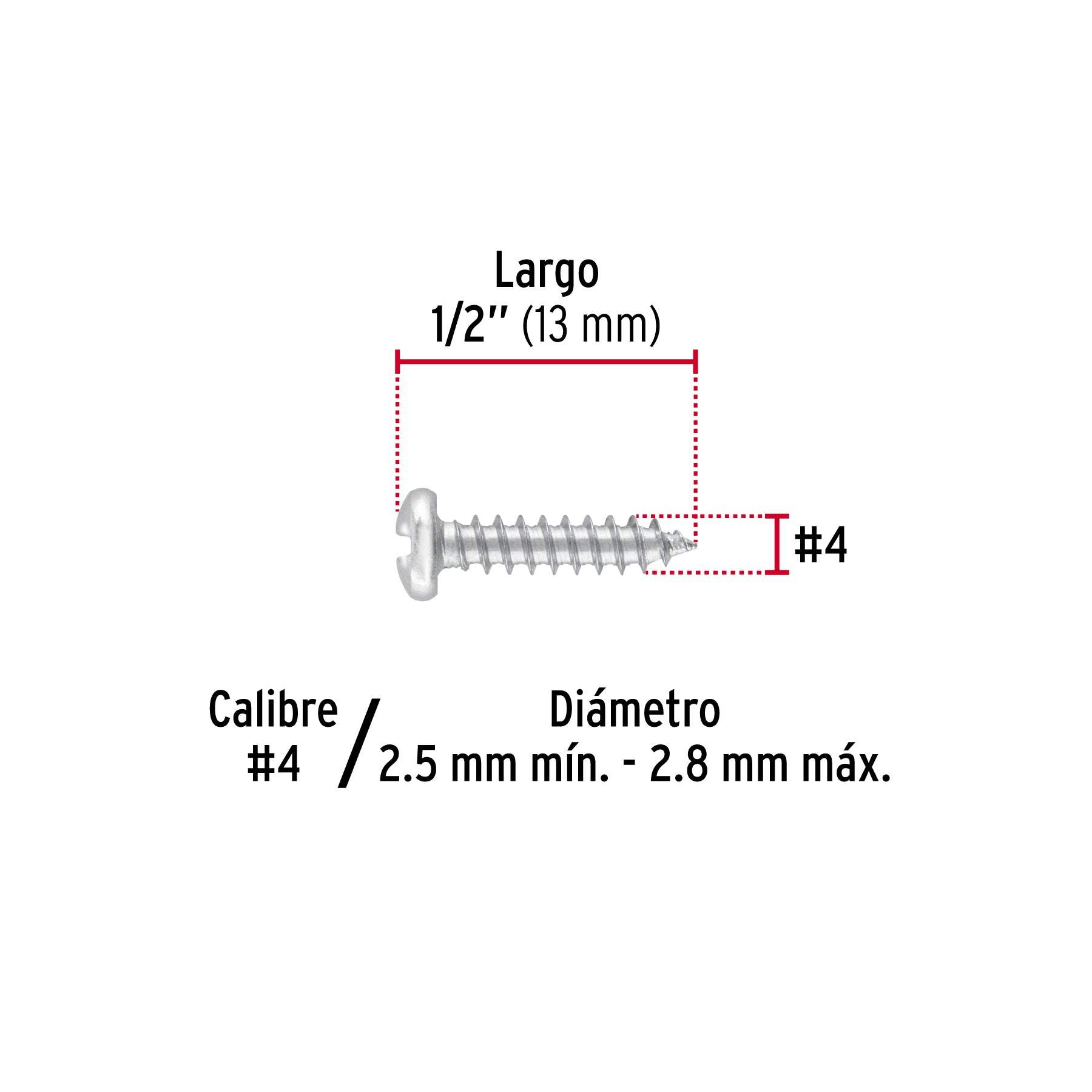 Pijas para lámina #4, 1/2" caja con 200 piezas