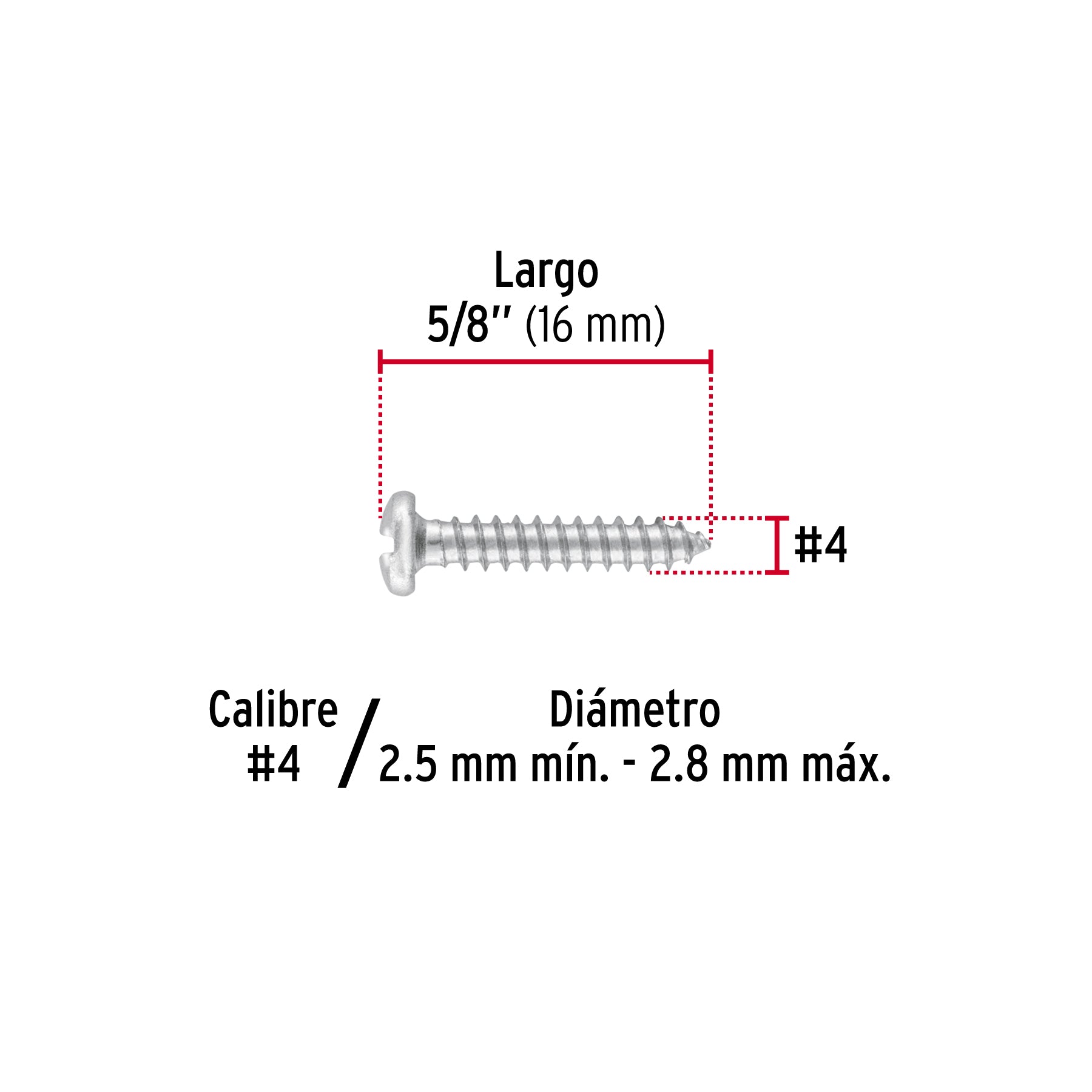Pijas para lámina #4, 5/8" caja con 200 piezas
