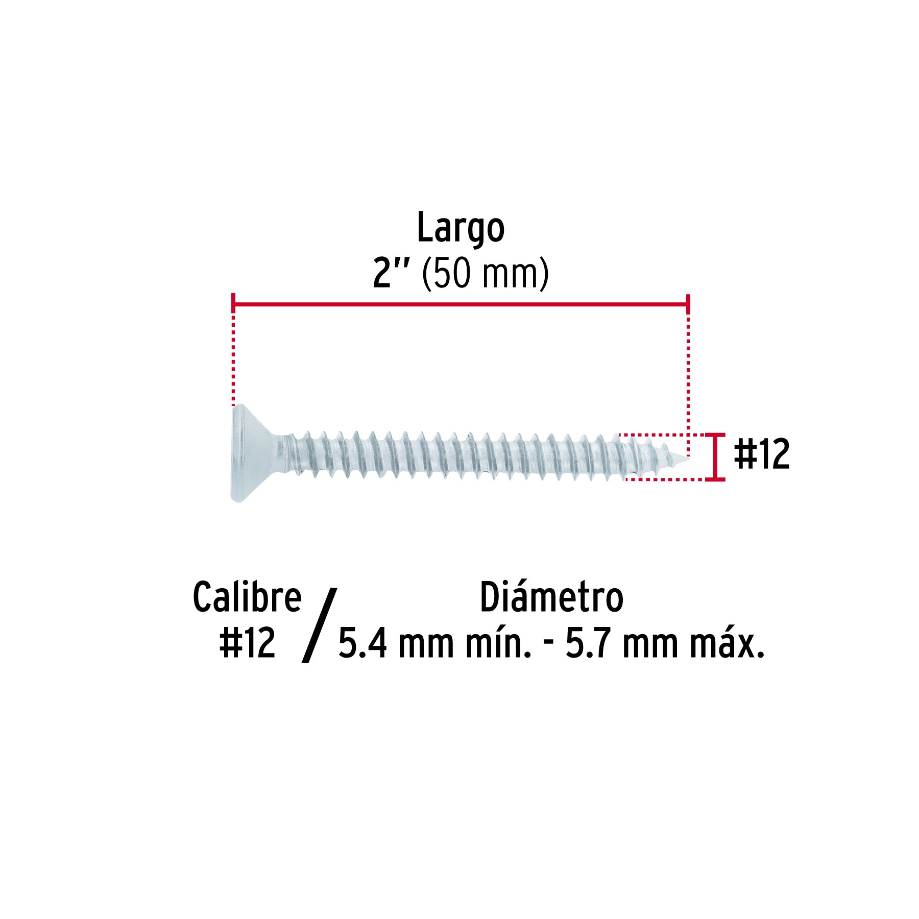 Bolsa 100 pijas para lámina cabeza plana #12 x 2', FIERO