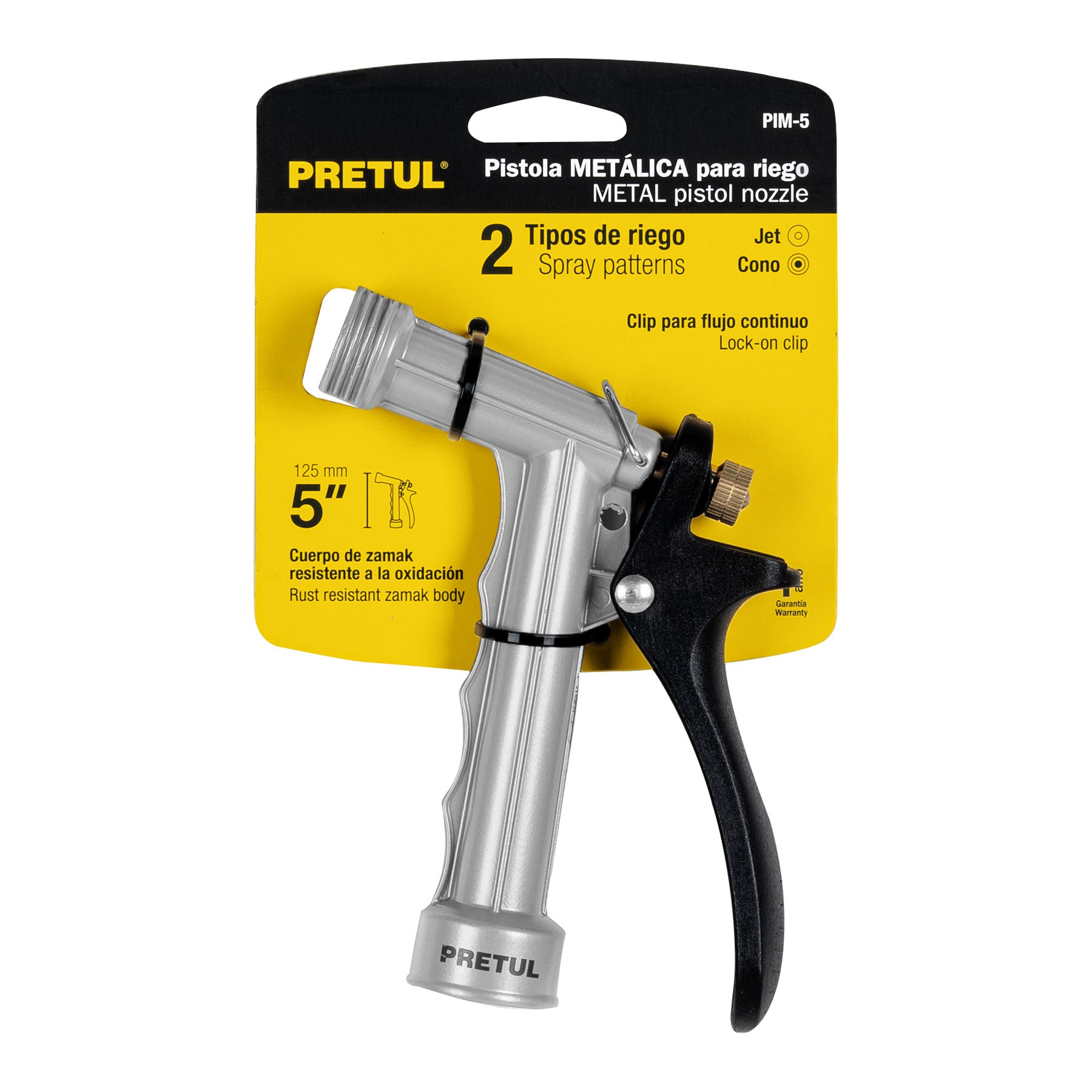 Pistola metálica p/riego, 5", pretul