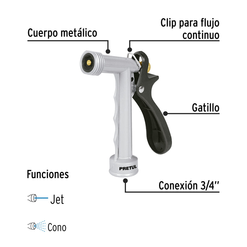 Pistola metálica p/riego, 5", pretul