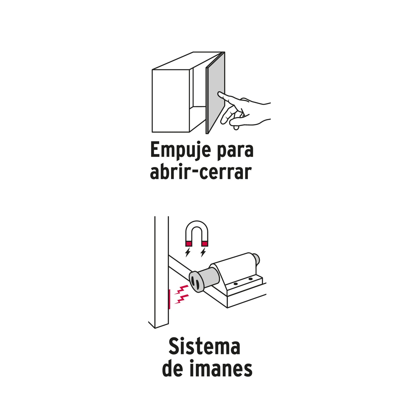 Pistón Magnético para puerta / cajón, negro. Hermex