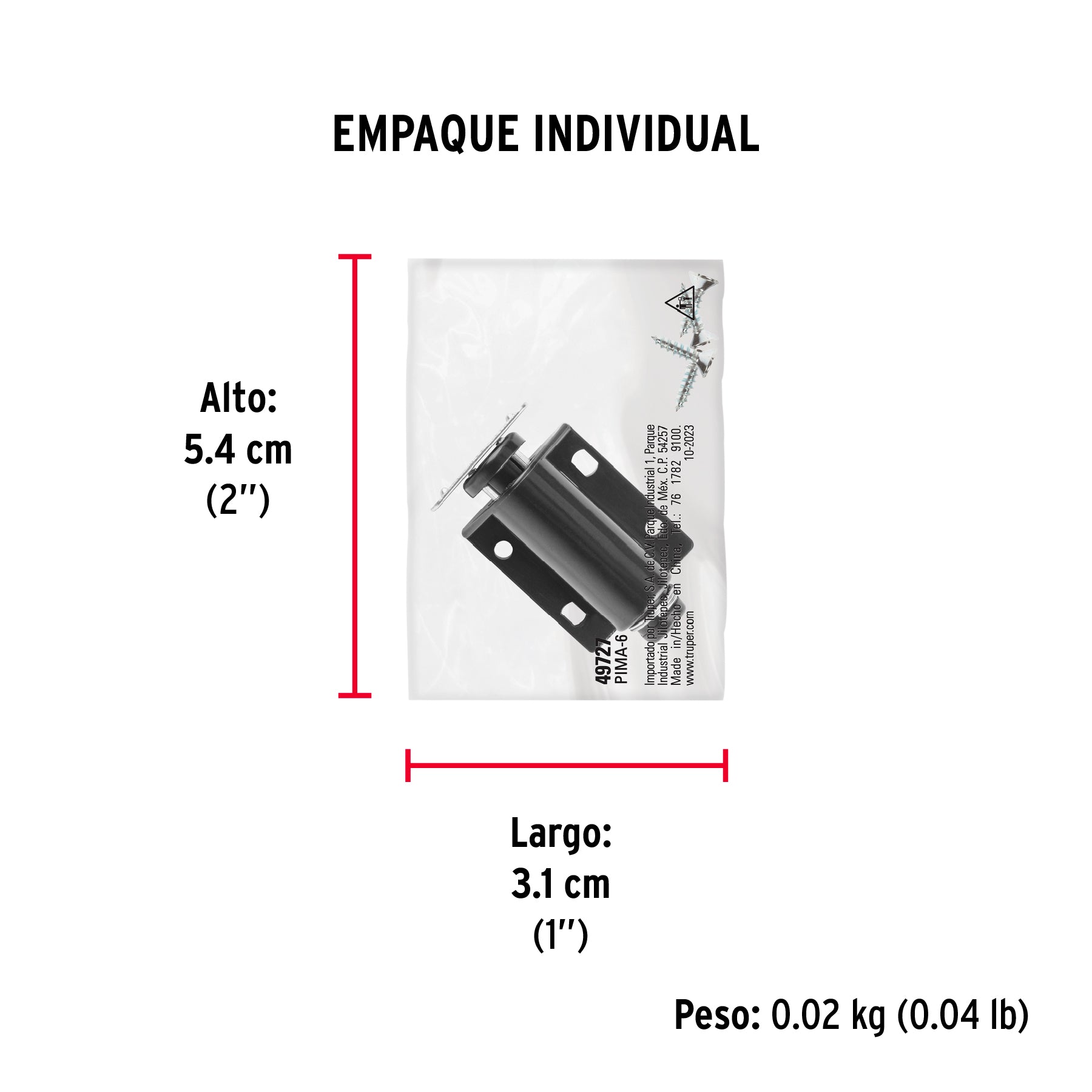 Pistón Magnético para puerta / cajón, negro. Hermex
