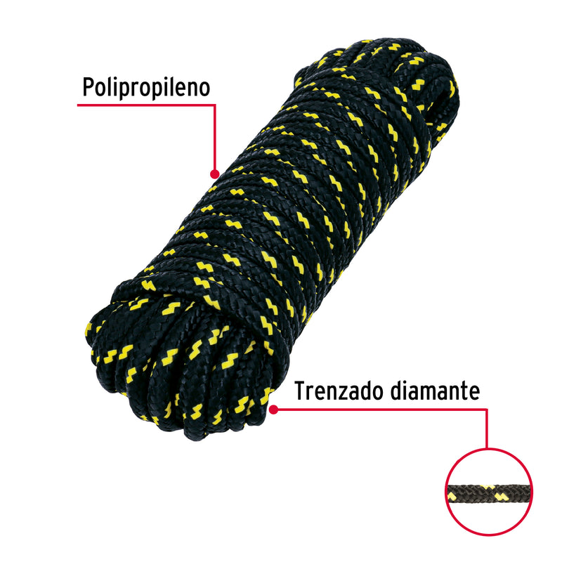 Piola de Polipropileno trenzada, multicolor, 10mm x 15m